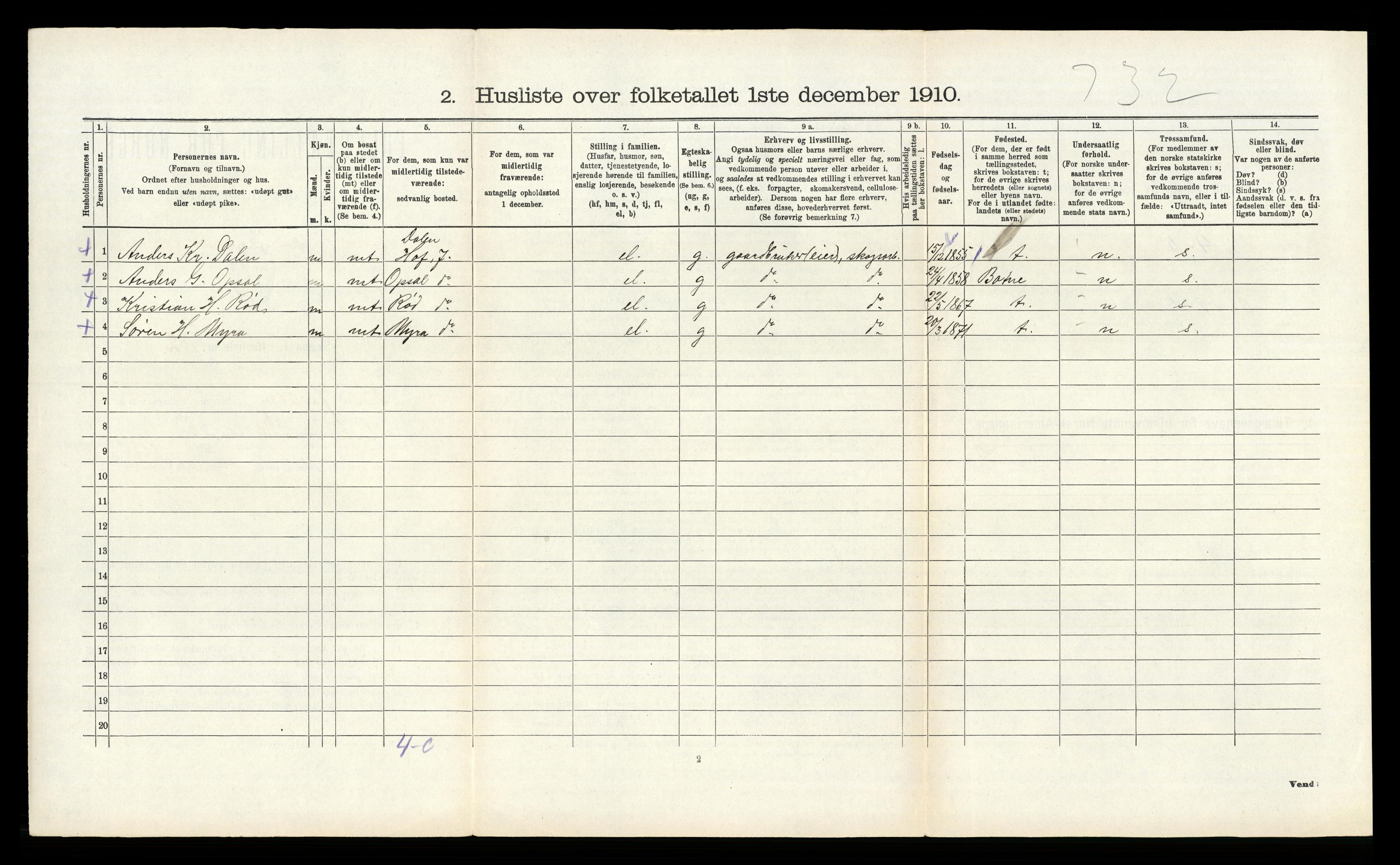 RA, 1910 census for Hof, 1910, p. 235