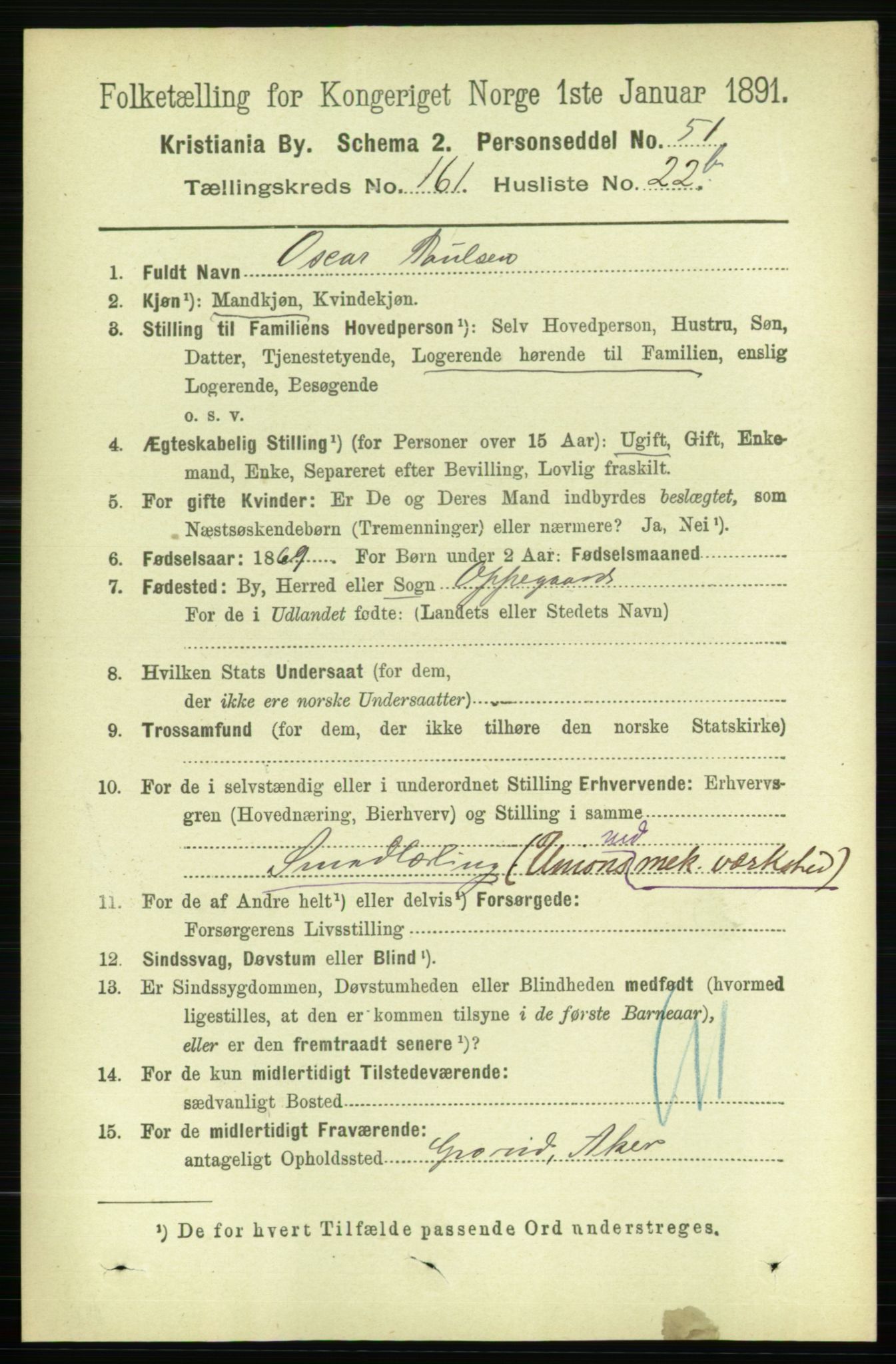 RA, 1891 census for 0301 Kristiania, 1891, p. 92351