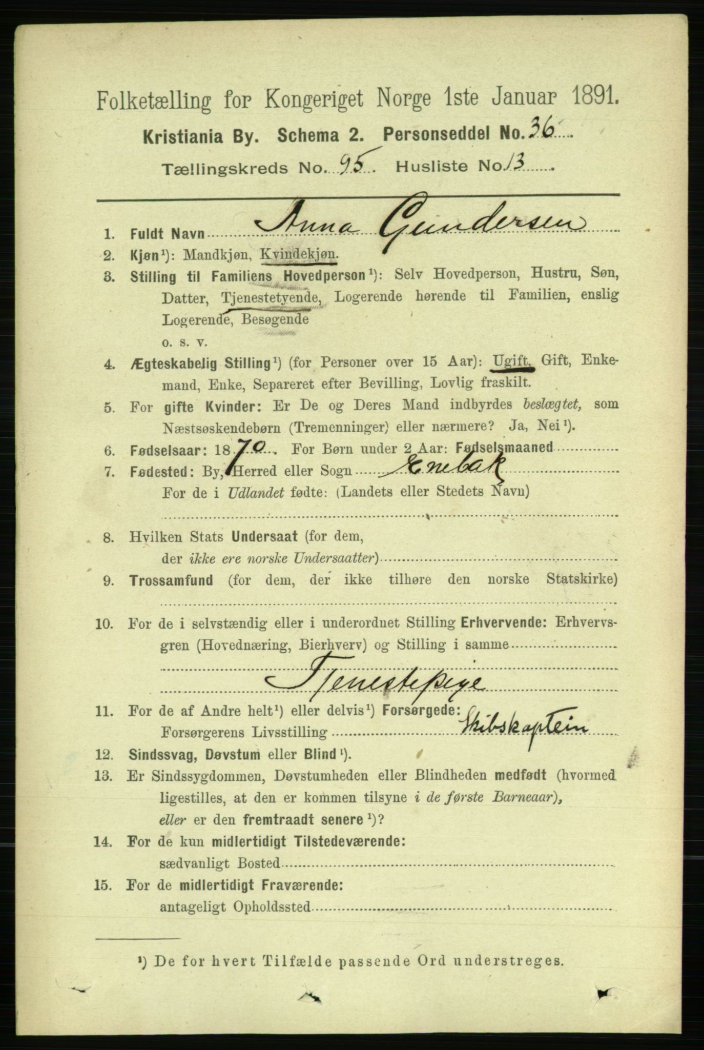 RA, 1891 census for 0301 Kristiania, 1891, p. 46508