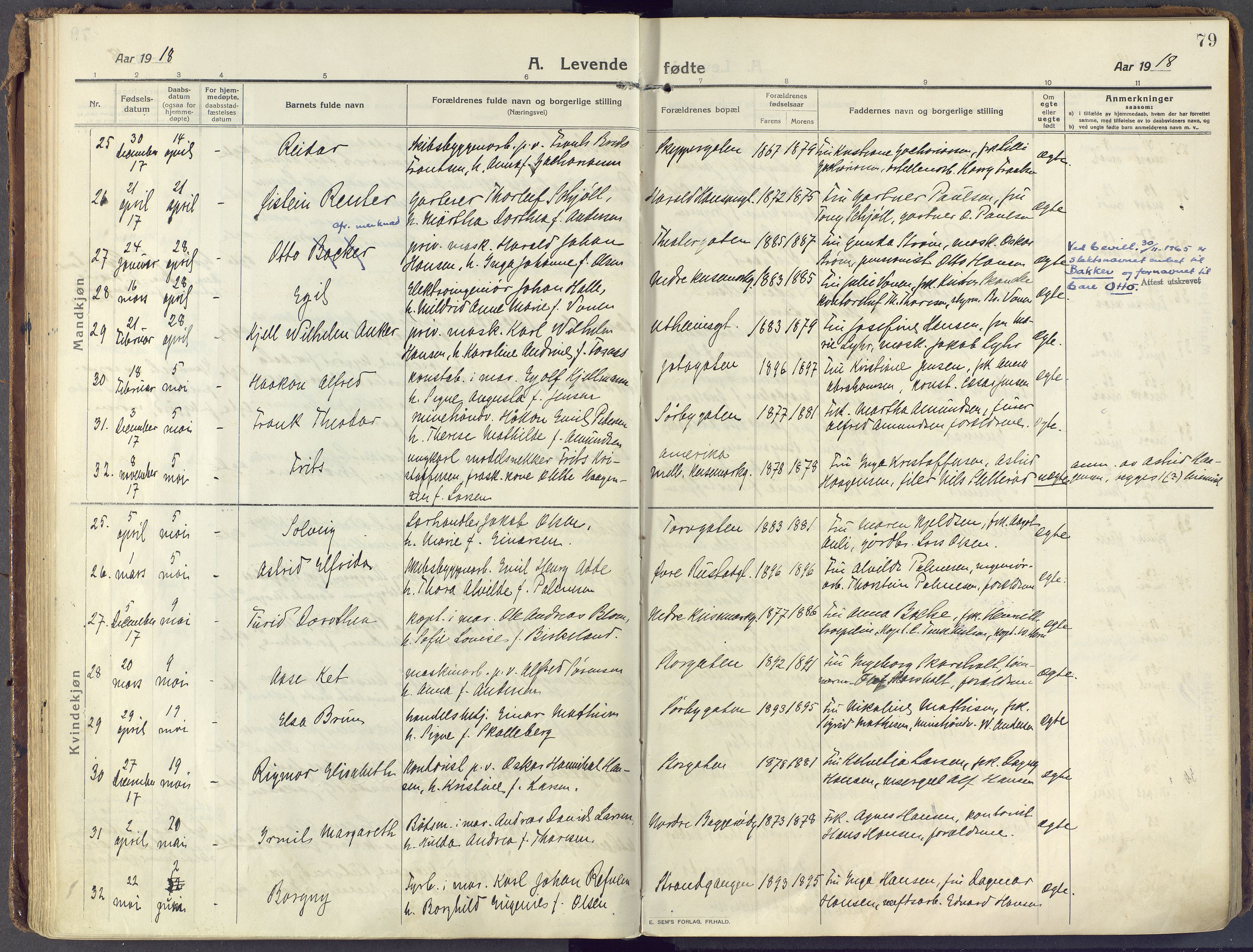 Horten kirkebøker, AV/SAKO-A-348/F/Fa/L0012: Parish register (official) no. 12, 1913-1926, p. 79