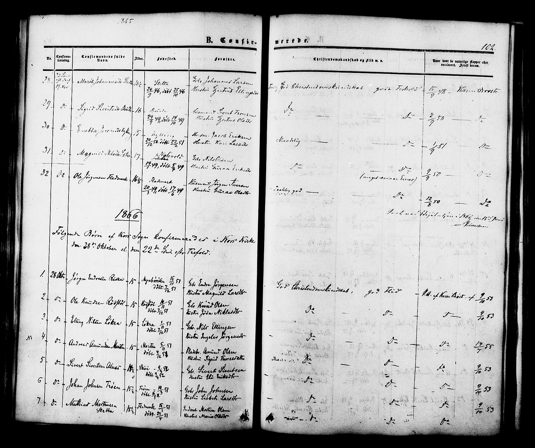 Ministerialprotokoller, klokkerbøker og fødselsregistre - Møre og Romsdal, AV/SAT-A-1454/546/L0594: Parish register (official) no. 546A02, 1854-1882, p. 102