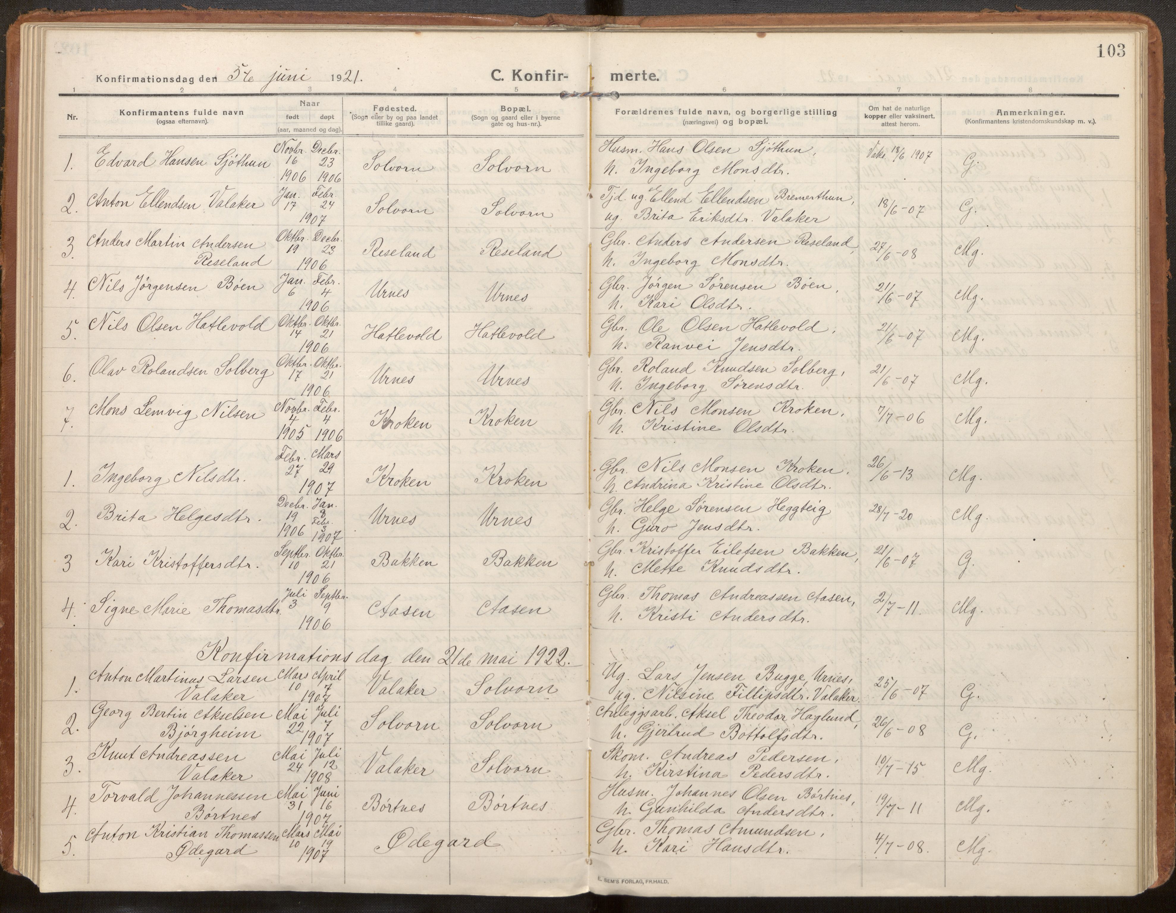 Hafslo sokneprestembete, SAB/A-80301/H/Haa/Haac/L0002: Parish register (official) no. C 2, 1914-1955, p. 103