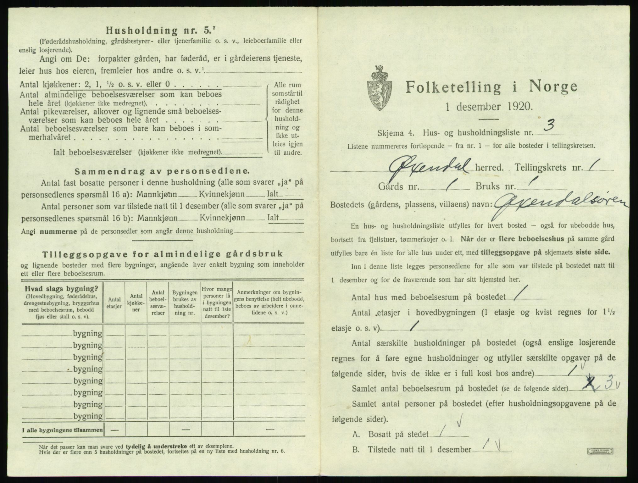 SAT, 1920 census for Øksendal, 1920, p. 29