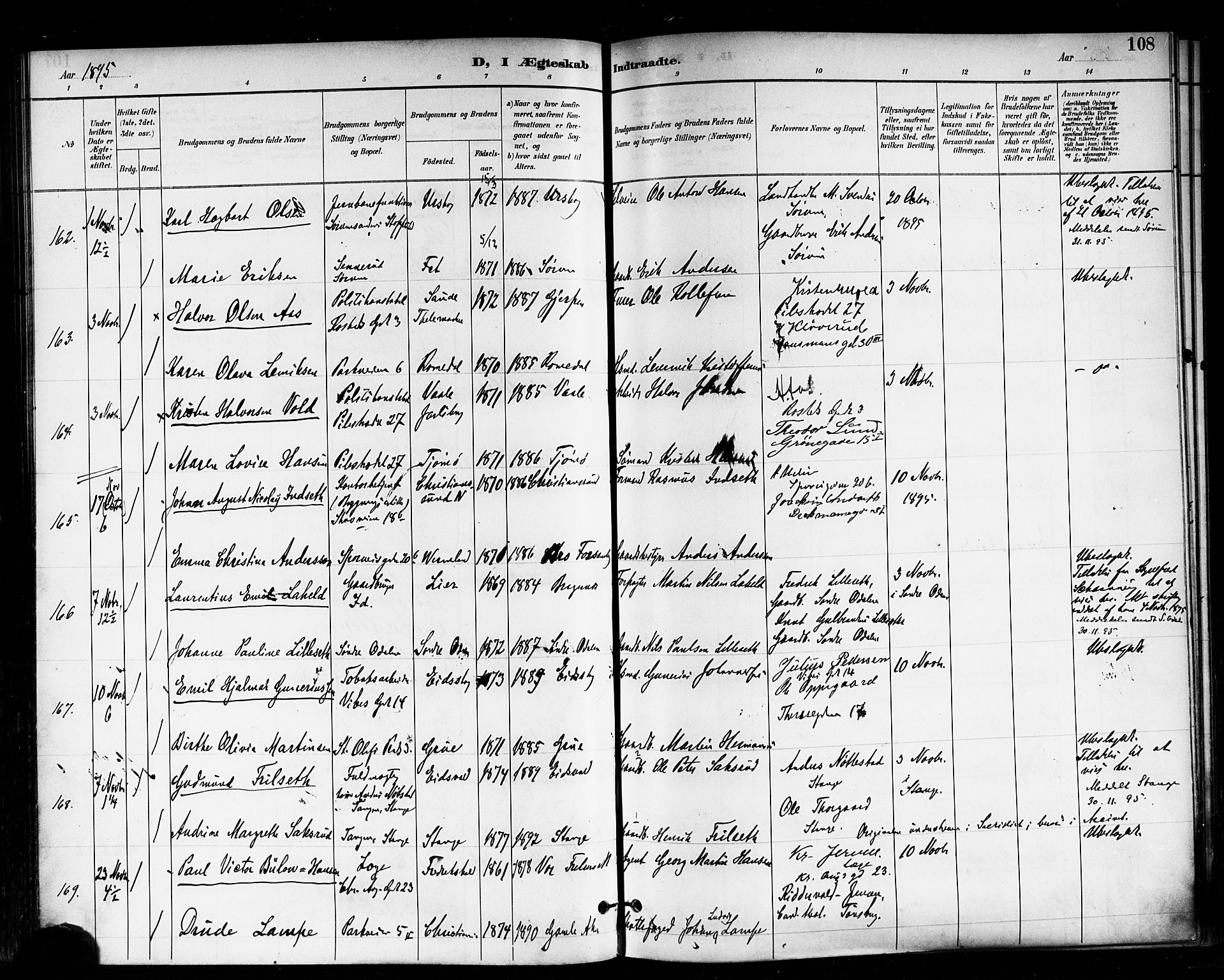 Trefoldighet prestekontor Kirkebøker, SAO/A-10882/F/Fc/L0004: Parish register (official) no. III 4, 1891-1900, p. 108