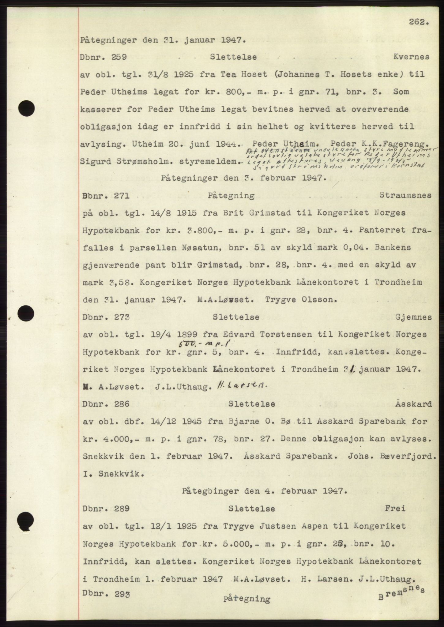 Nordmøre sorenskriveri, SAT/A-4132/1/2/2Ca: Mortgage book no. C82b, 1946-1951, Diary no: : 259/1947