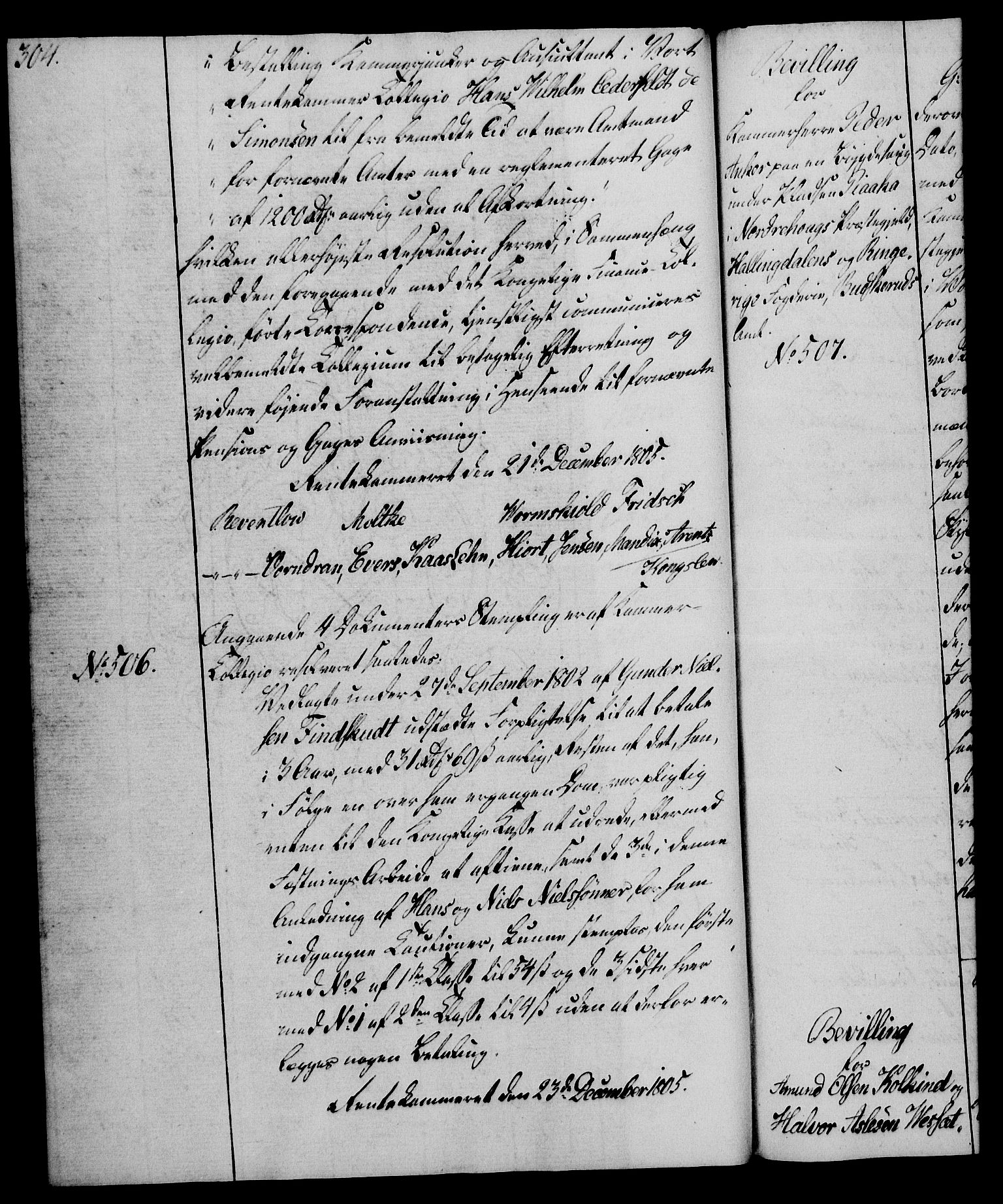 Rentekammeret, Kammerkanselliet, AV/RA-EA-3111/G/Gg/Gga/L0018: Norsk ekspedisjonsprotokoll med register (merket RK 53.18), 1804-1806, p. 304