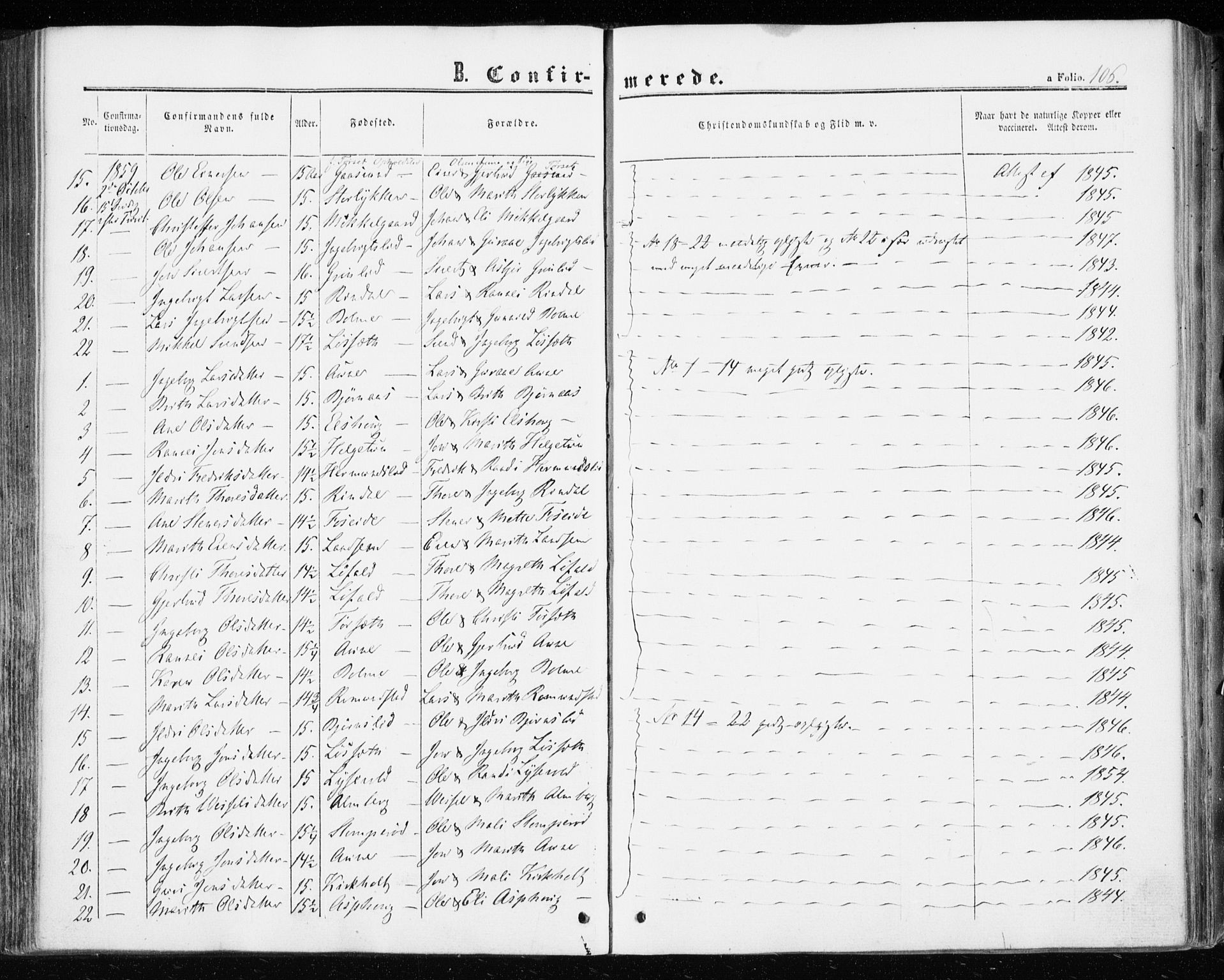 Ministerialprotokoller, klokkerbøker og fødselsregistre - Møre og Romsdal, SAT/A-1454/598/L1067: Parish register (official) no. 598A01, 1858-1871, p. 106