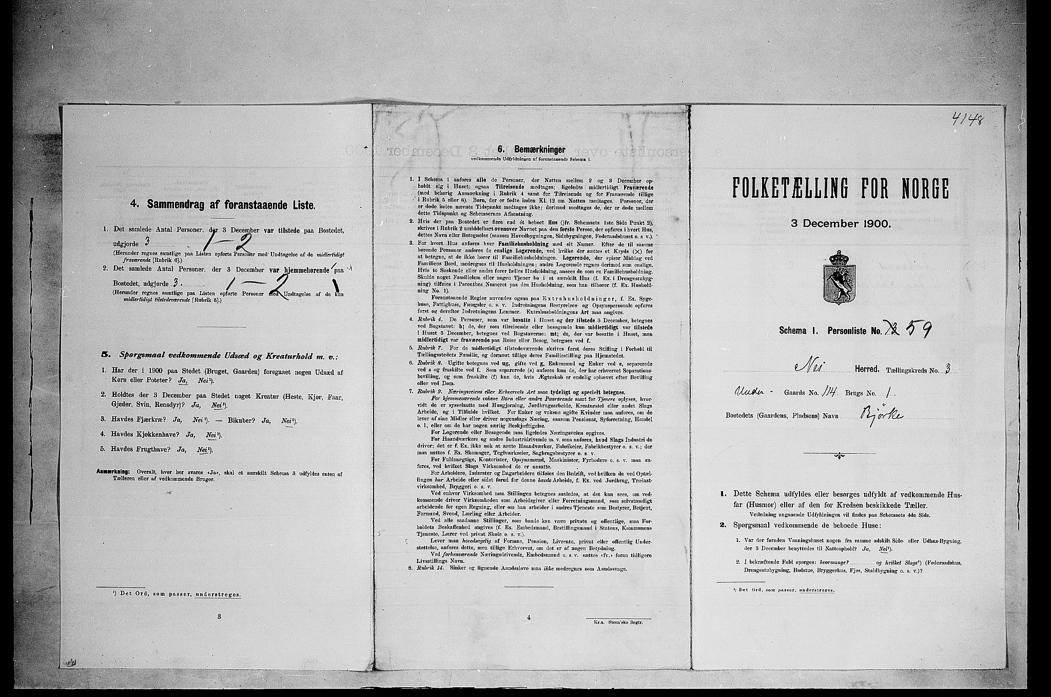 SAH, 1900 census for Nes, 1900, p. 550