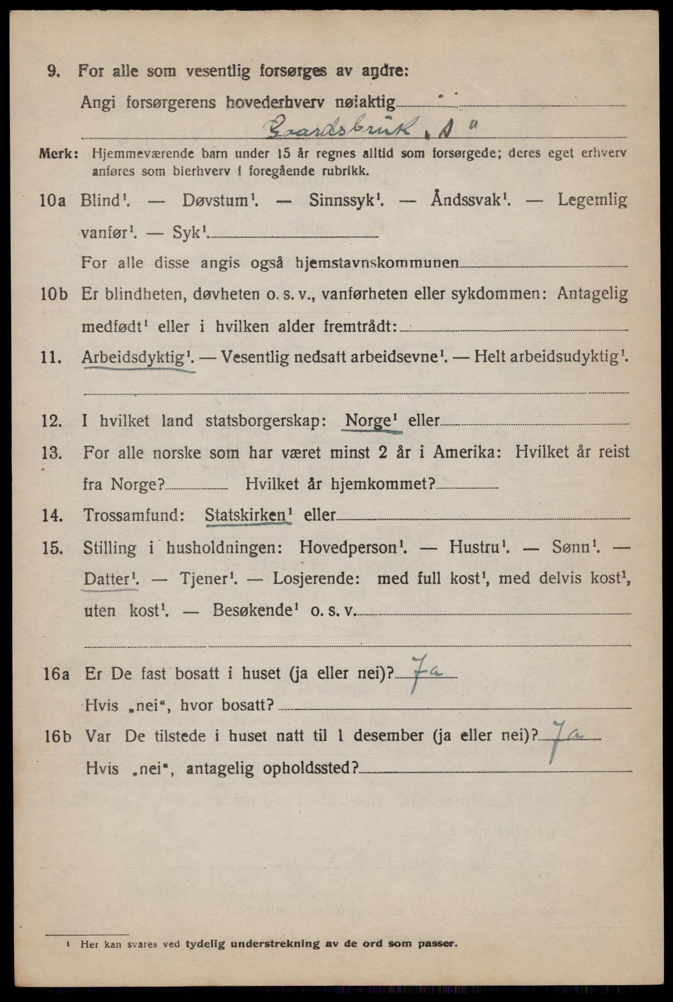 SAST, 1920 census for Forsand, 1920, p. 3420