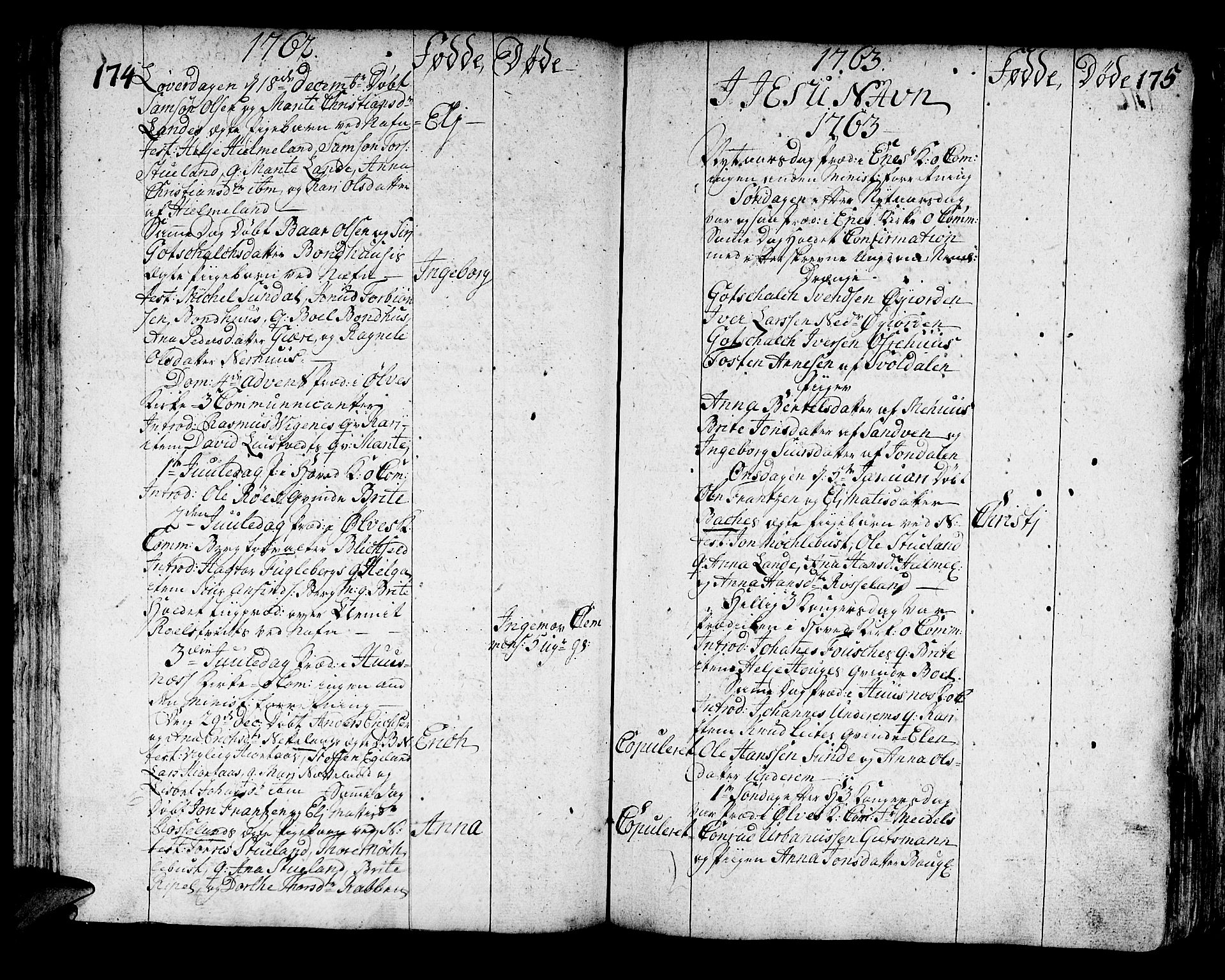 Kvinnherad sokneprestembete, SAB/A-76401/H/Haa: Parish register (official) no. A 3, 1754-1777, p. 174-175