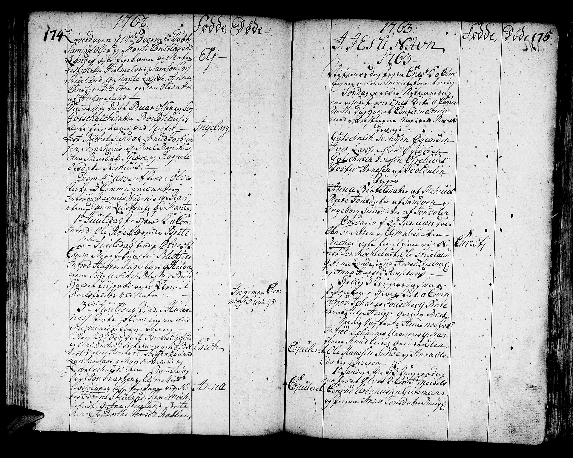 Kvinnherad sokneprestembete, AV/SAB-A-76401/H/Haa: Parish register (official) no. A 3, 1754-1777, p. 174-175