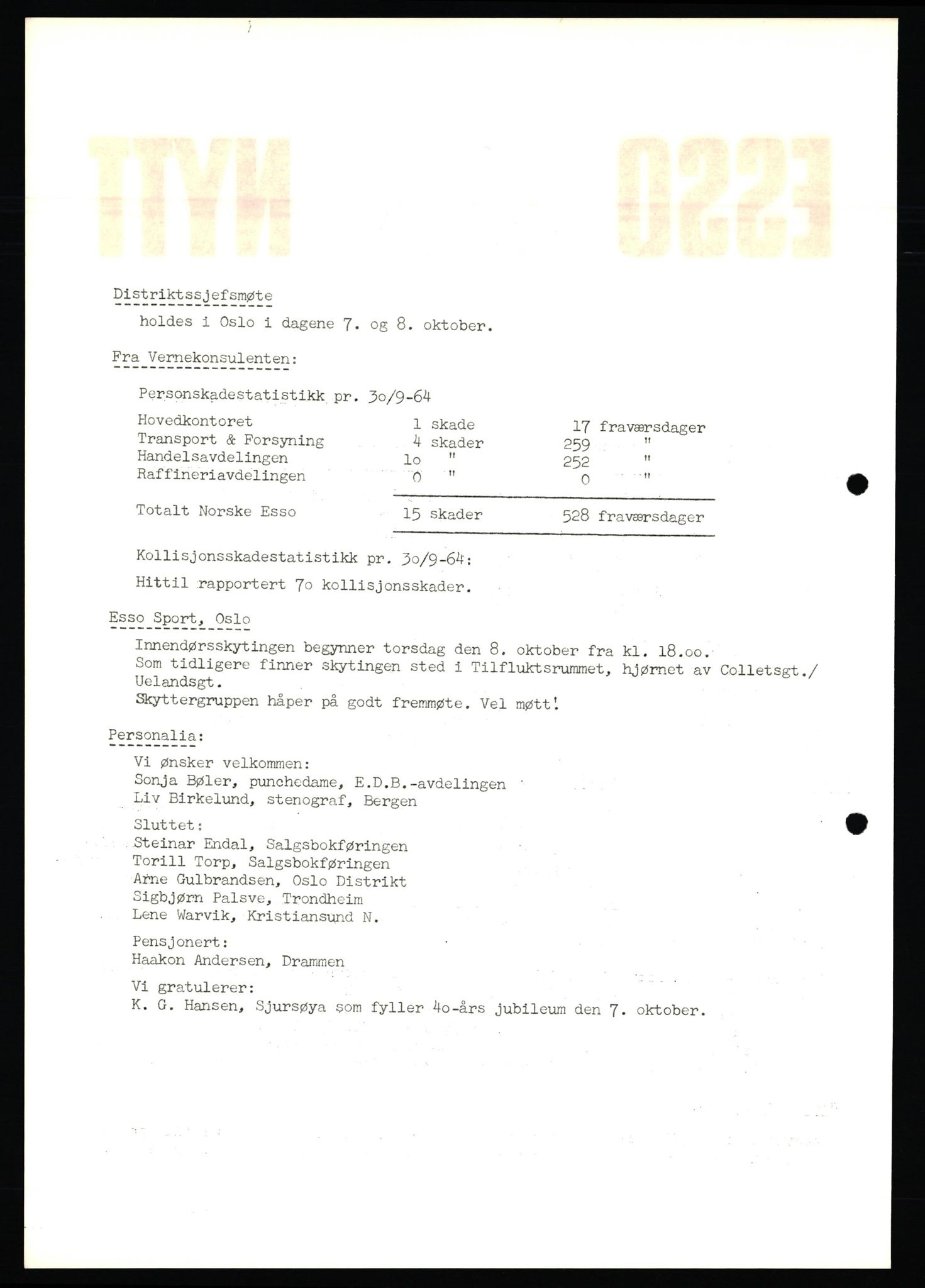 Pa 0982 - Esso Norge A/S, AV/SAST-A-100448/X/Xd/L0004: Esso Extra Nytt, 1963-1976