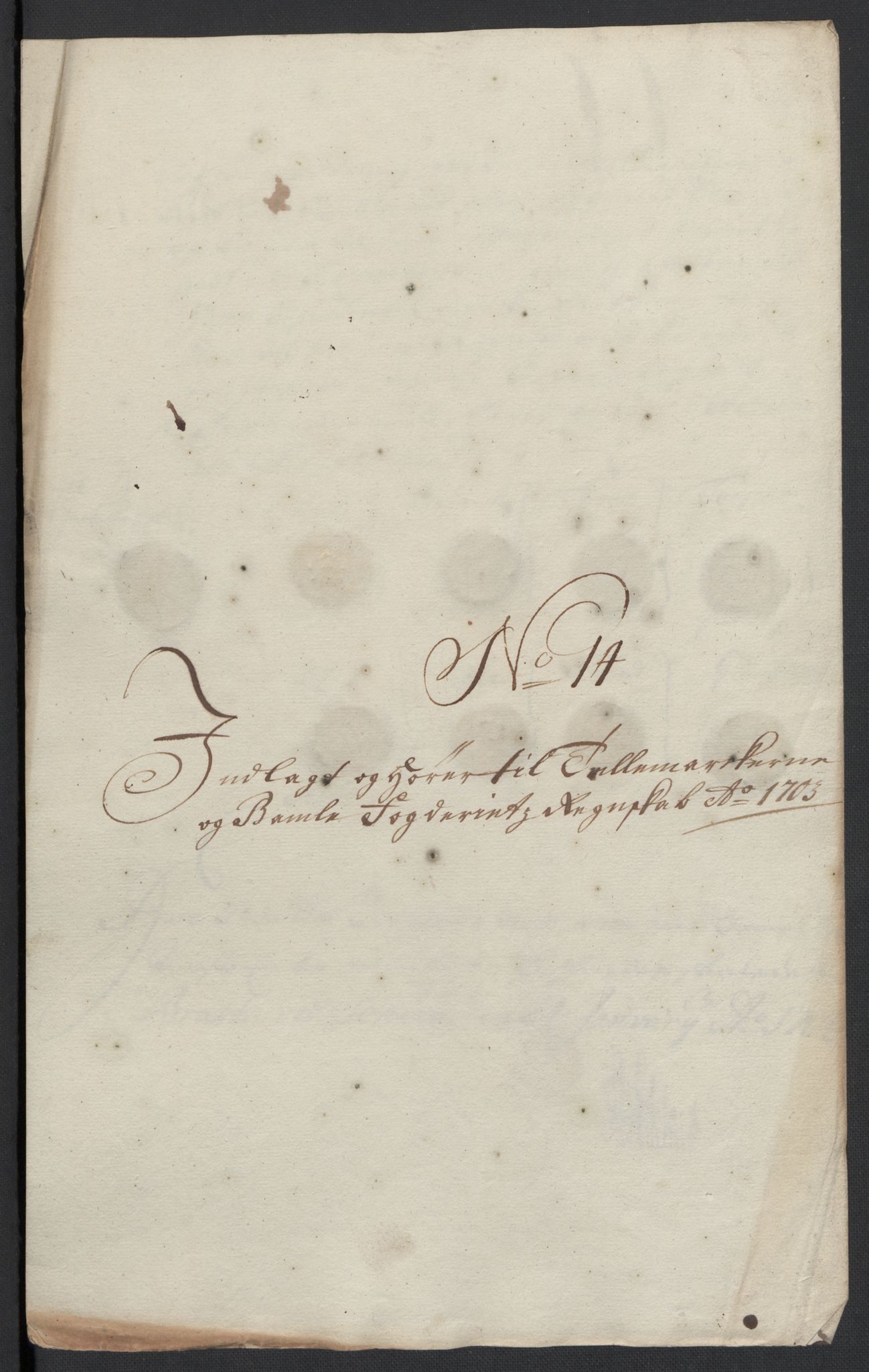 Rentekammeret inntil 1814, Reviderte regnskaper, Fogderegnskap, AV/RA-EA-4092/R36/L2110: Fogderegnskap Øvre og Nedre Telemark og Bamble, 1703, p. 8