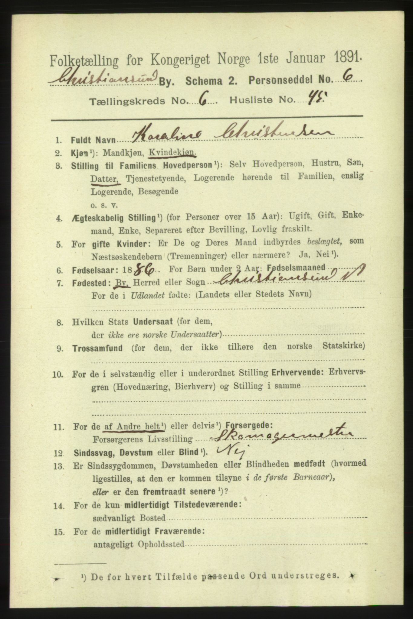 RA, 1891 census for 1503 Kristiansund, 1891, p. 5534