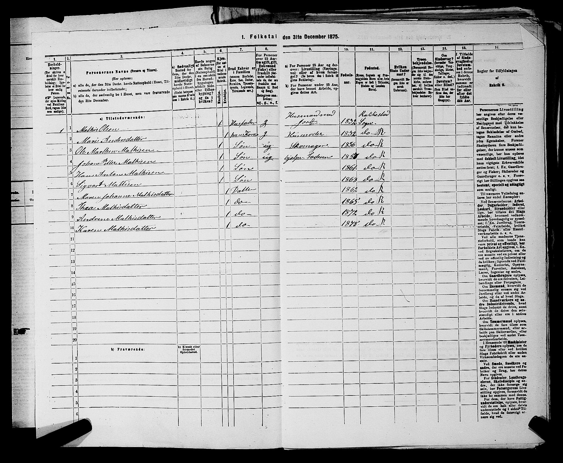 RA, 1875 census for 0128P Rakkestad, 1875, p. 926