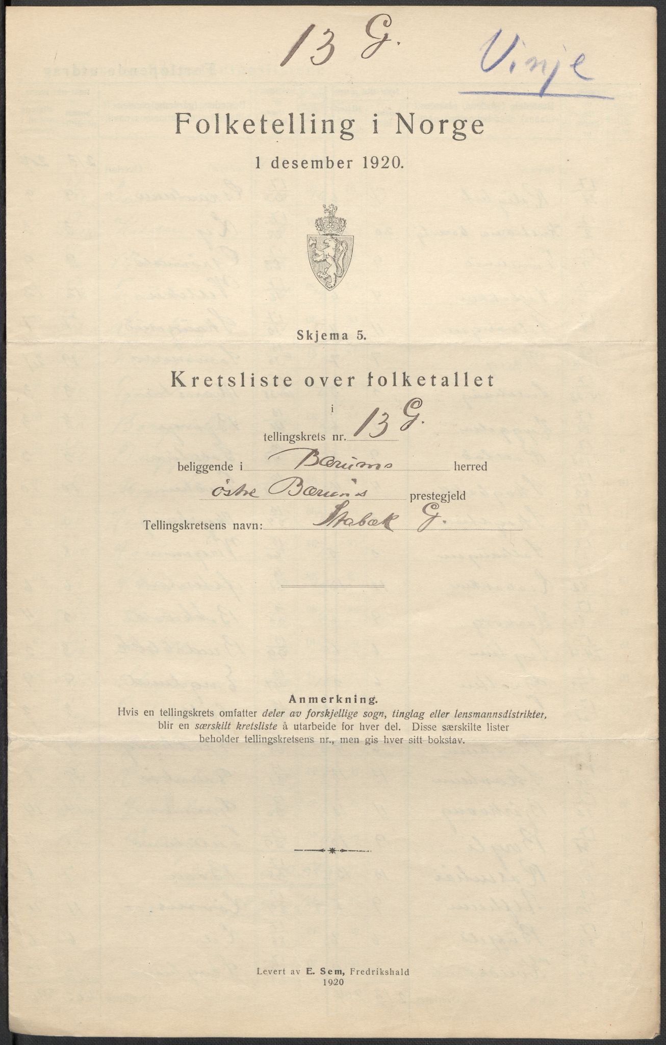 SAO, 1920 census for Bærum, 1920, p. 88