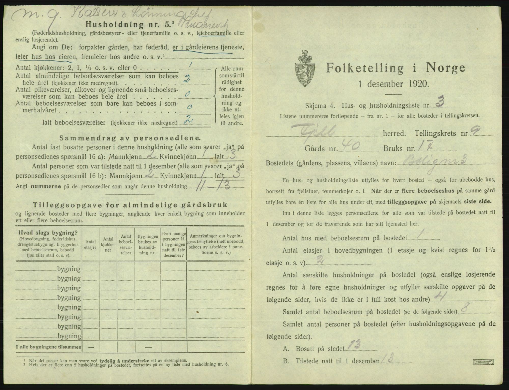 SAB, 1920 census for Fjell, 1920, p. 949