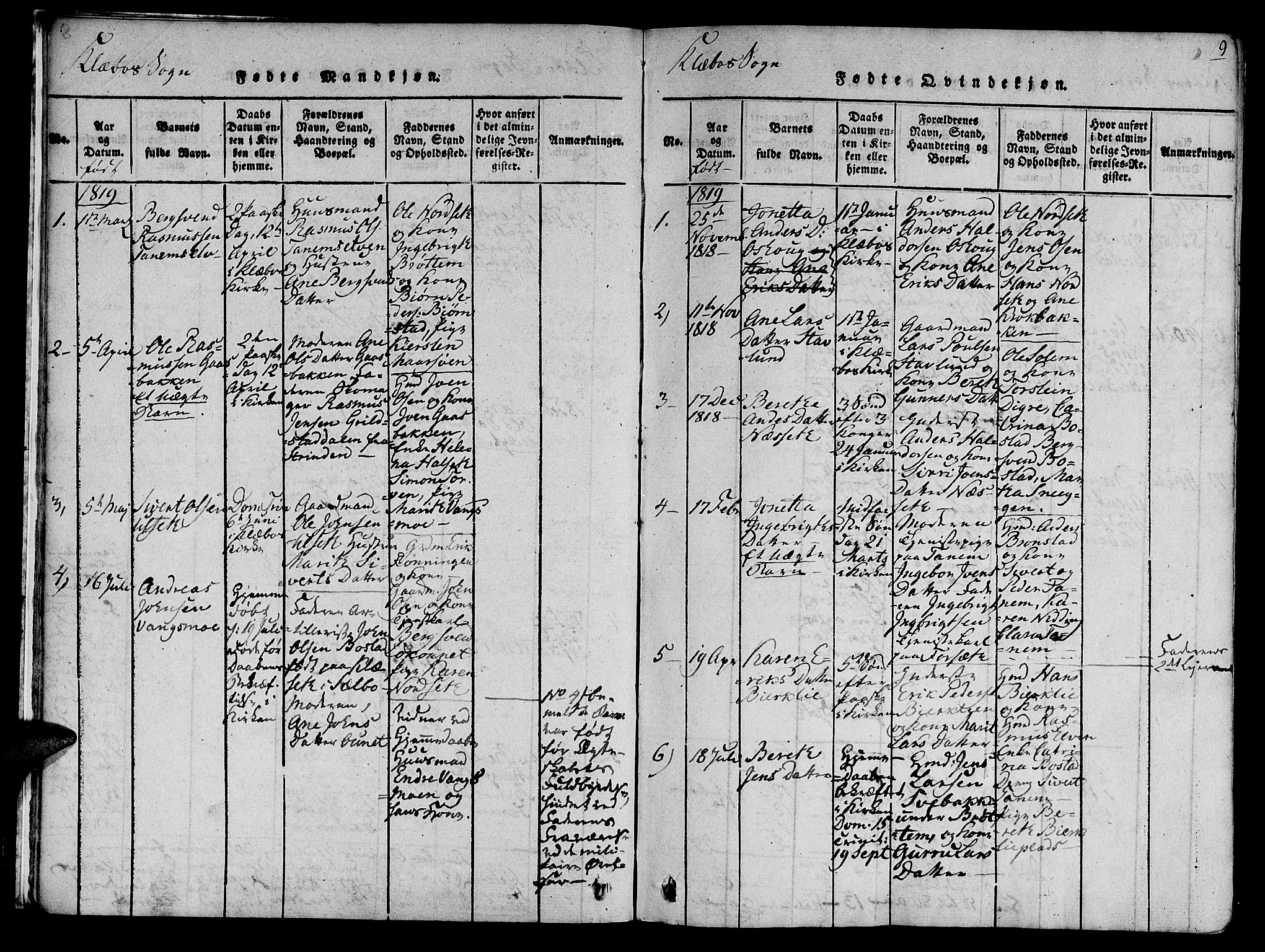 Ministerialprotokoller, klokkerbøker og fødselsregistre - Sør-Trøndelag, SAT/A-1456/618/L0439: Parish register (official) no. 618A04 /1, 1816-1843, p. 9