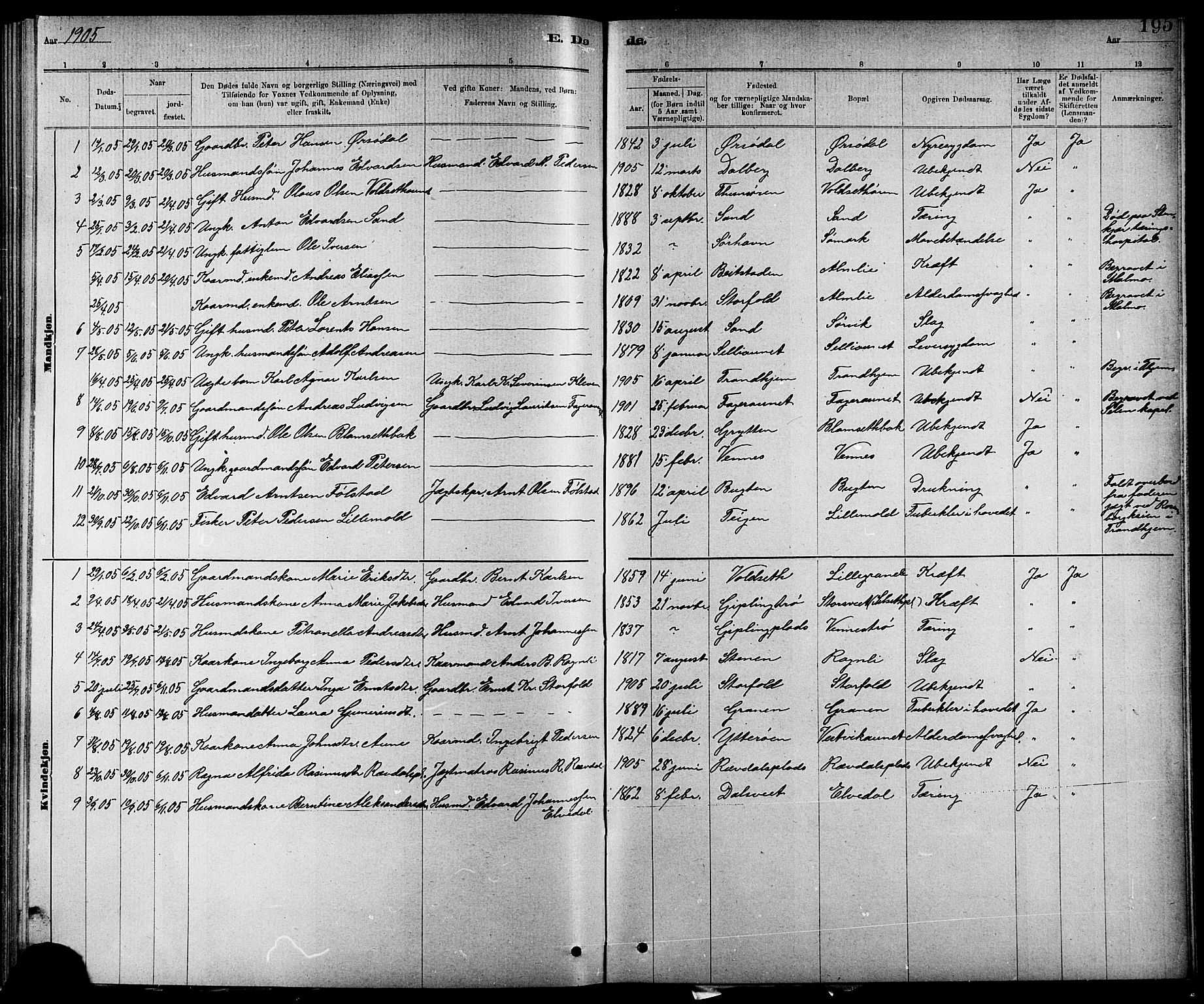 Ministerialprotokoller, klokkerbøker og fødselsregistre - Nord-Trøndelag, SAT/A-1458/744/L0423: Parish register (copy) no. 744C02, 1886-1905, p. 195