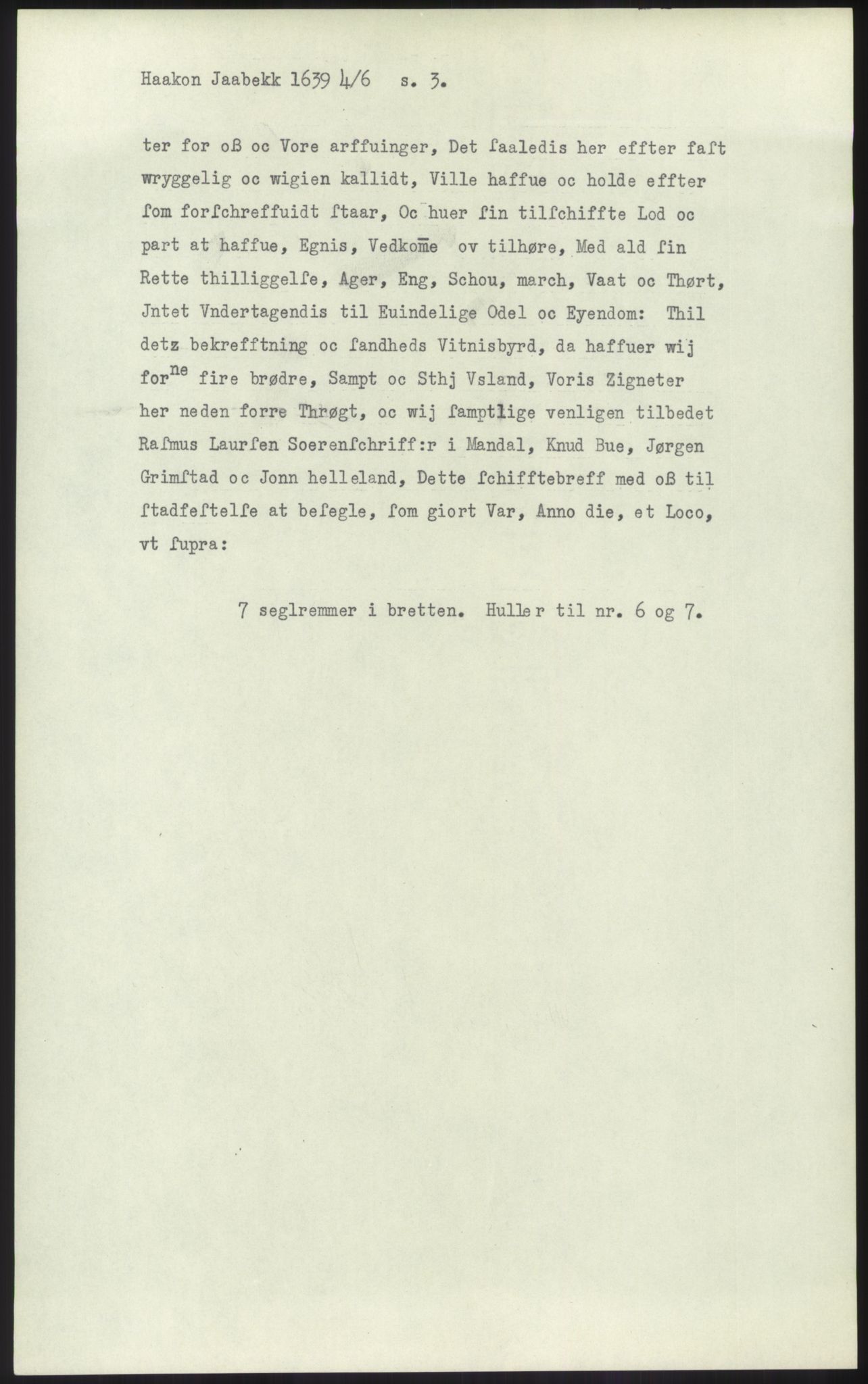 Samlinger til kildeutgivelse, Diplomavskriftsamlingen, RA/EA-4053/H/Ha, p. 1809