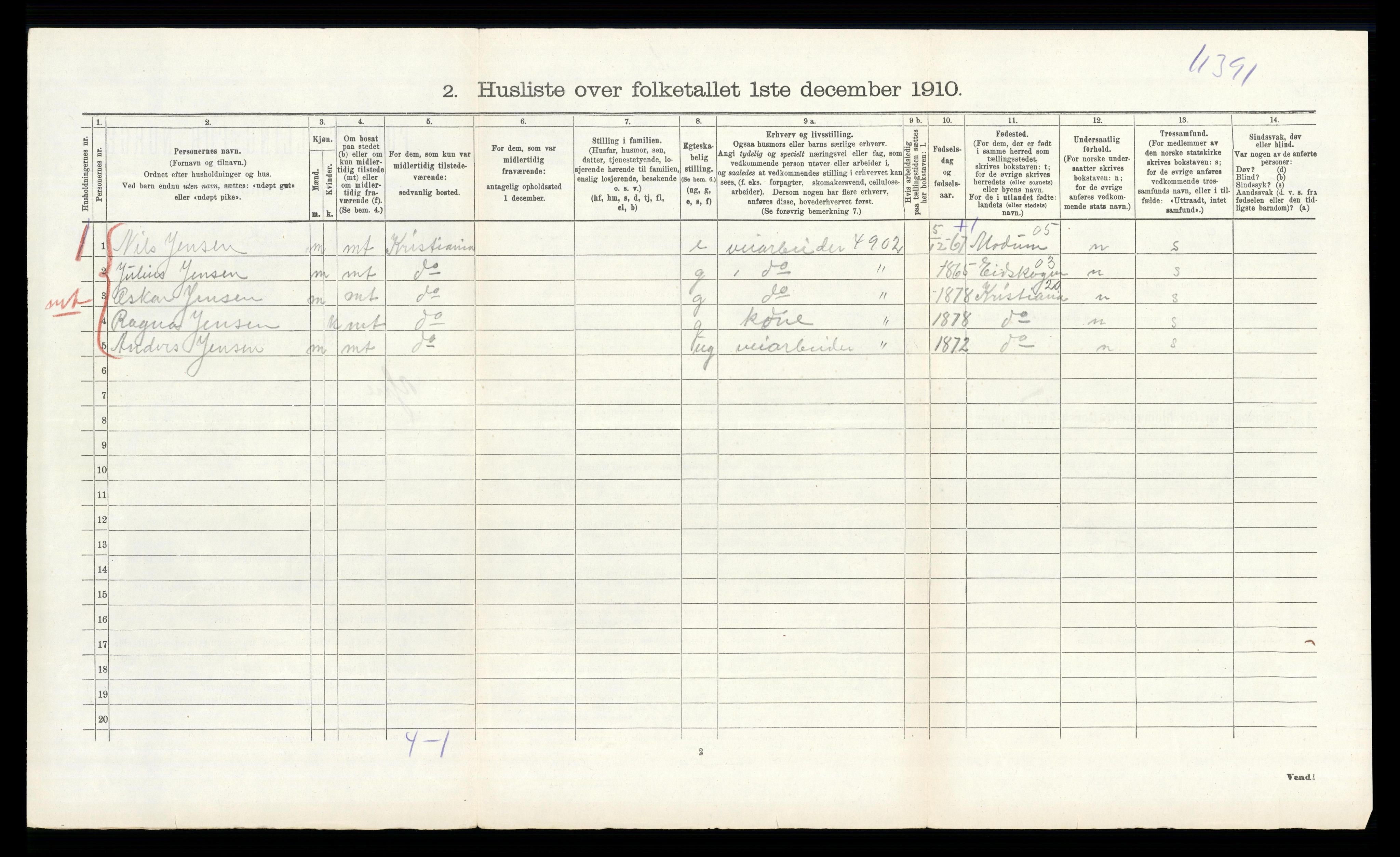 RA, 1910 census for Ytre Sandsvær, 1910, p. 939