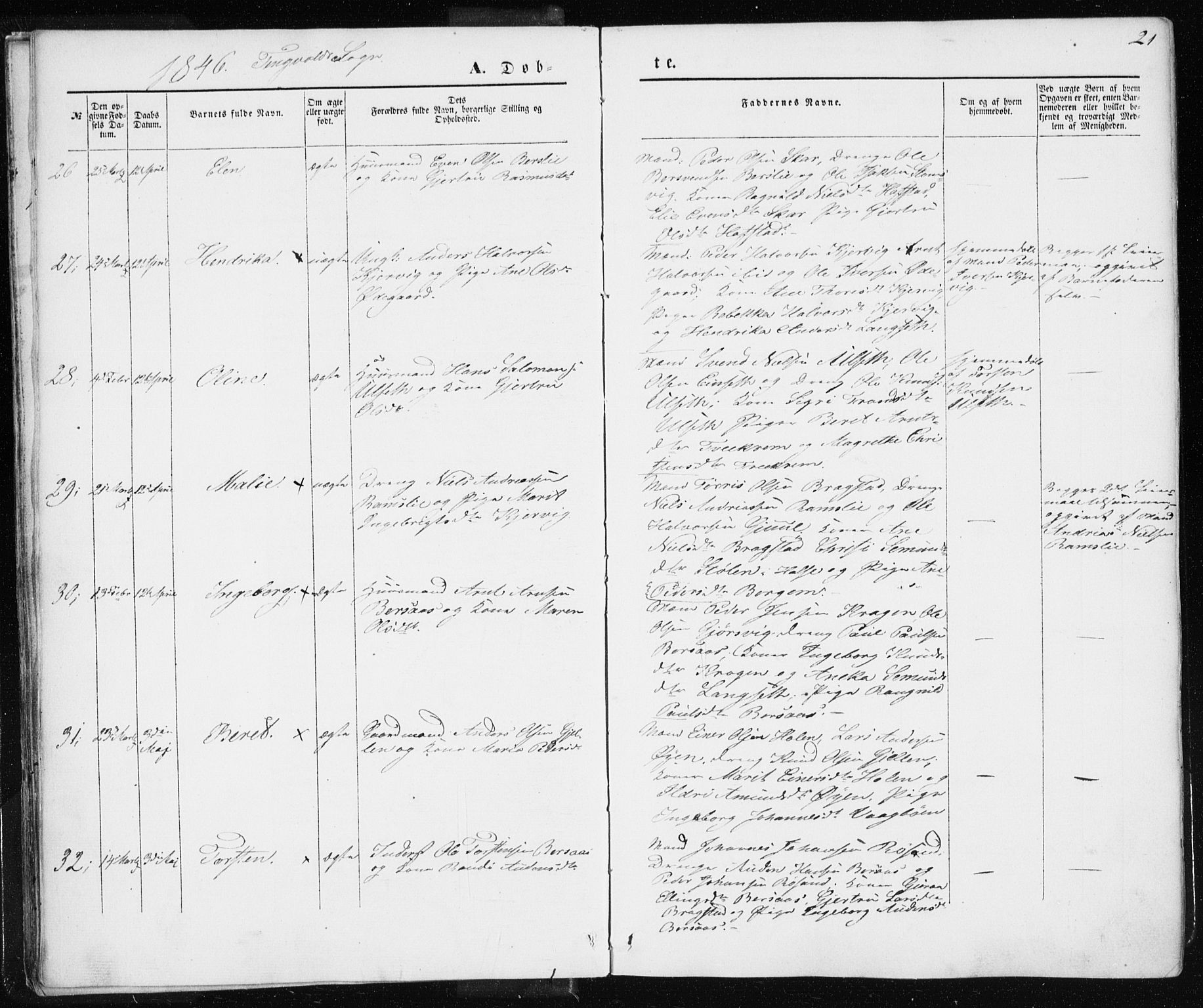 Ministerialprotokoller, klokkerbøker og fødselsregistre - Møre og Romsdal, AV/SAT-A-1454/586/L0984: Parish register (official) no. 586A10, 1844-1856, p. 21