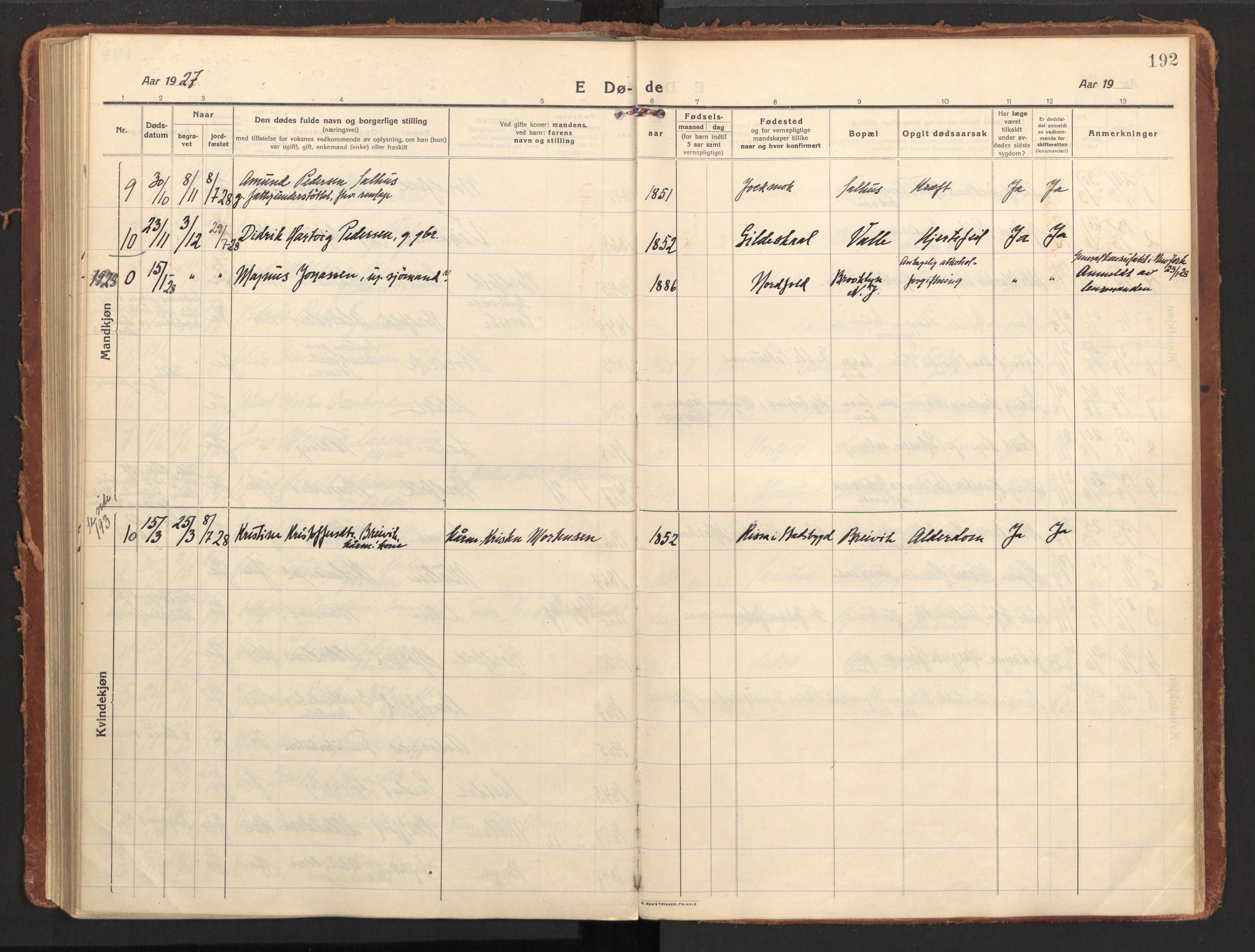 Ministerialprotokoller, klokkerbøker og fødselsregistre - Nordland, AV/SAT-A-1459/858/L0833: Parish register (official) no. 858A03, 1916-1934, p. 192