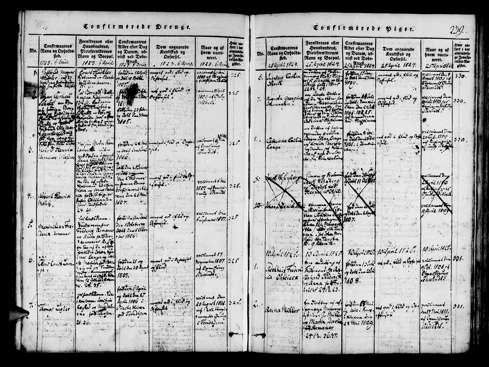 Mariakirken Sokneprestembete, SAB/A-76901/H/Haa/L0005: Parish register (official) no. A 5, 1815-1845, p. 239