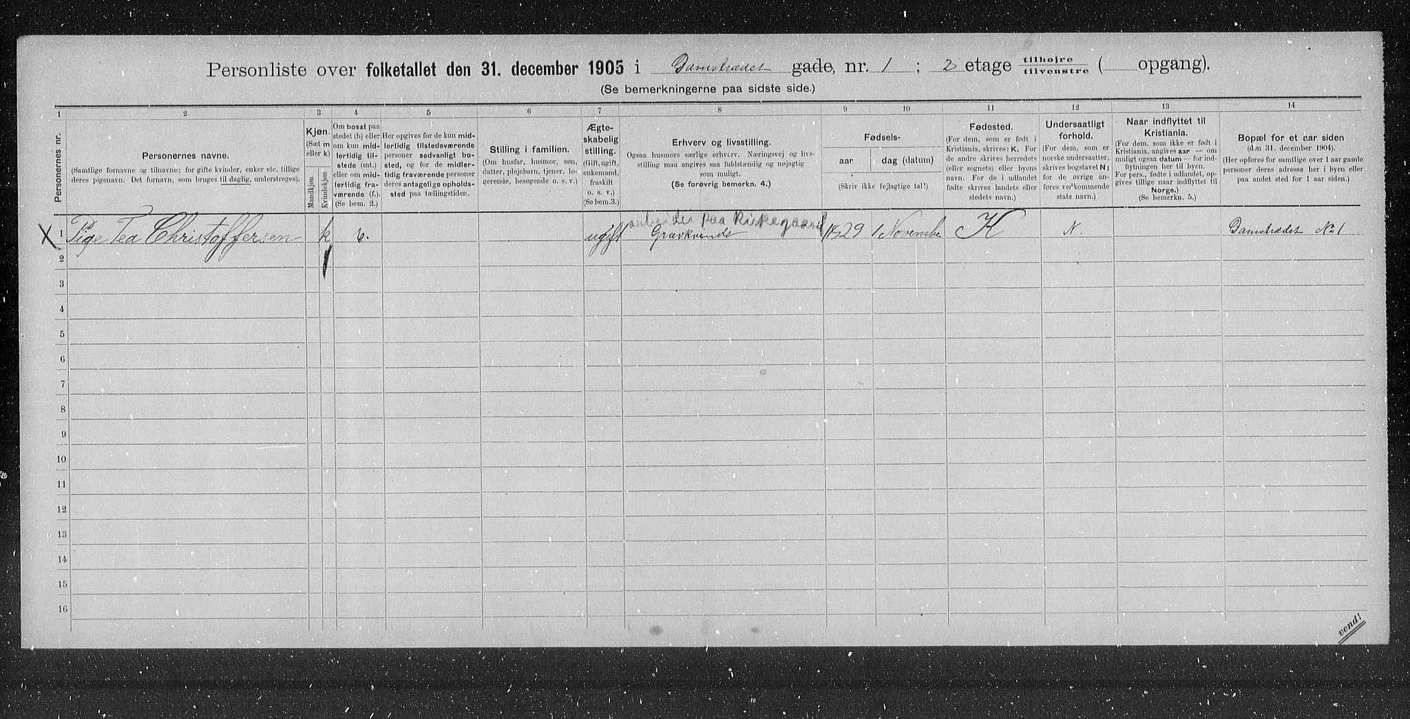 OBA, Municipal Census 1905 for Kristiania, 1905, p. 7469