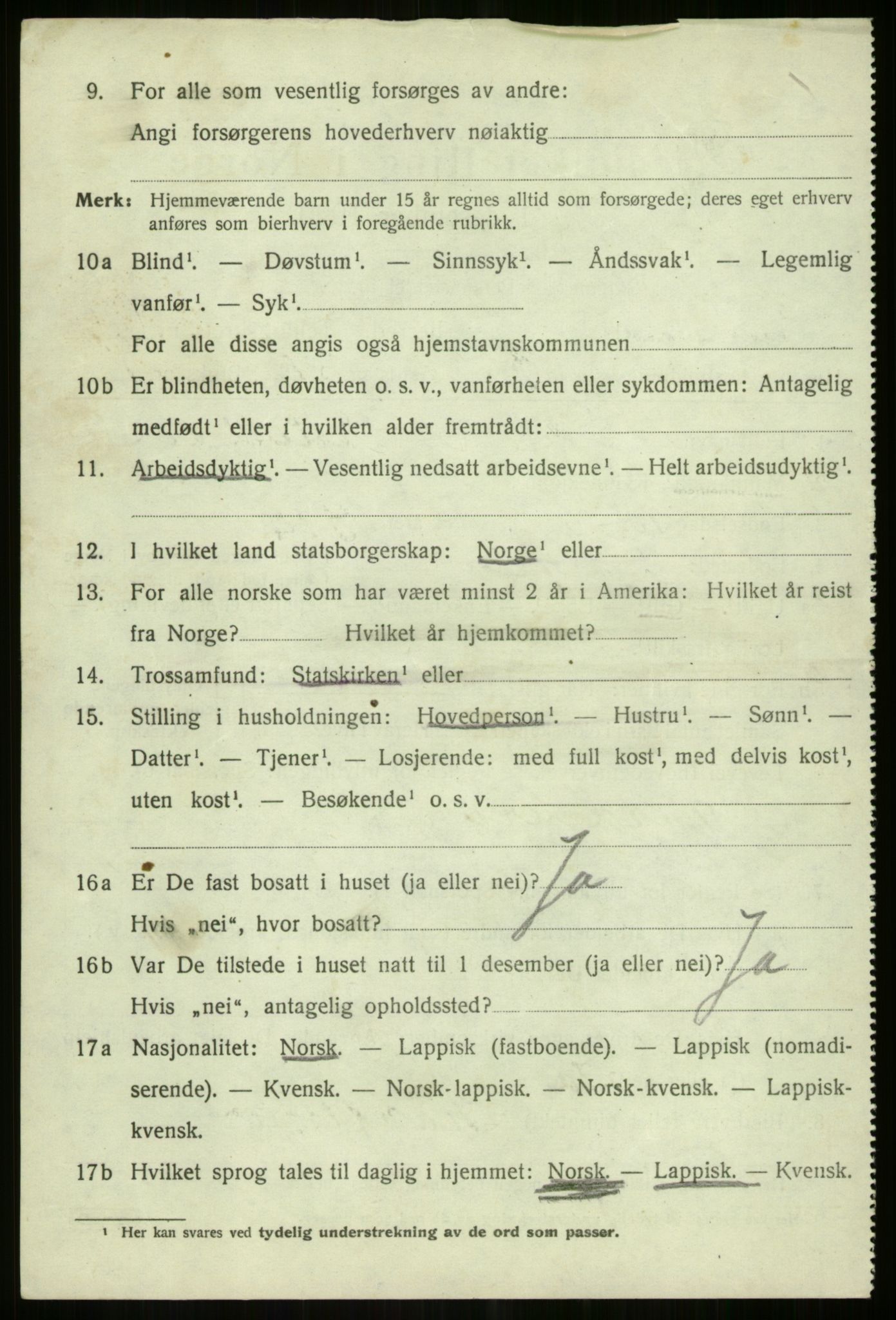 SATØ, 1920 census for Lyngen, 1920, p. 6605