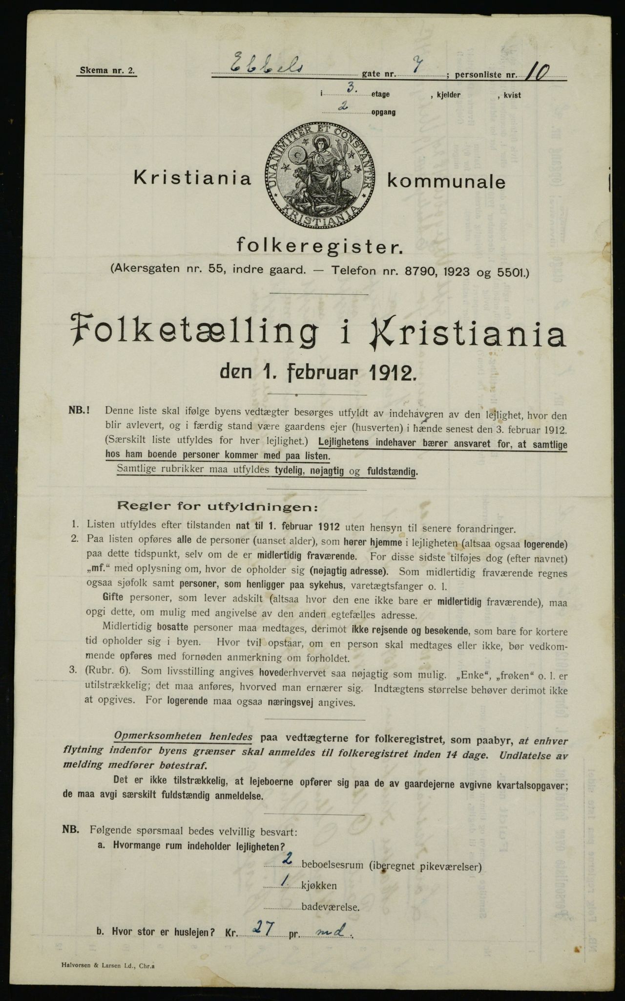 OBA, Municipal Census 1912 for Kristiania, 1912, p. 18113