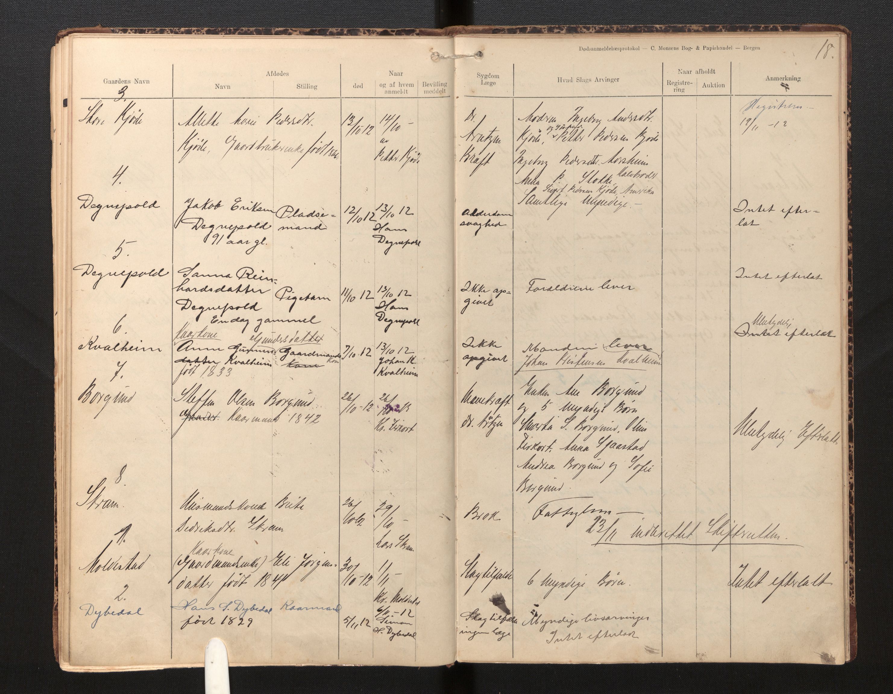 Lensmannen i Selje, AV/SAB-A-29701/0006/L0006: Dødsfallprotokoll, 1910-1916, p. 18