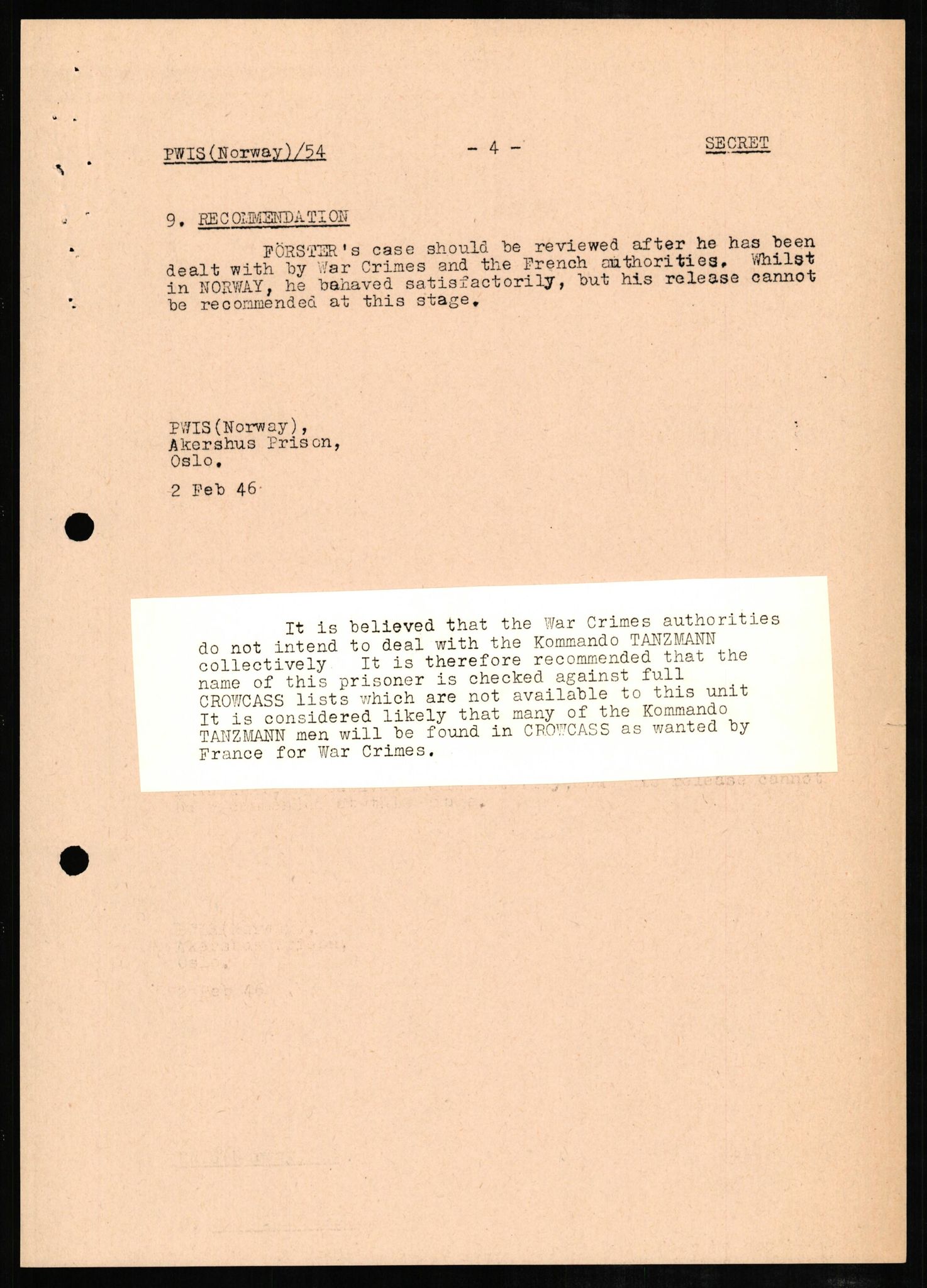 Forsvaret, Forsvarets overkommando II, AV/RA-RAFA-3915/D/Db/L0008: CI Questionaires. Tyske okkupasjonsstyrker i Norge. Tyskere., 1945-1946, p. 469