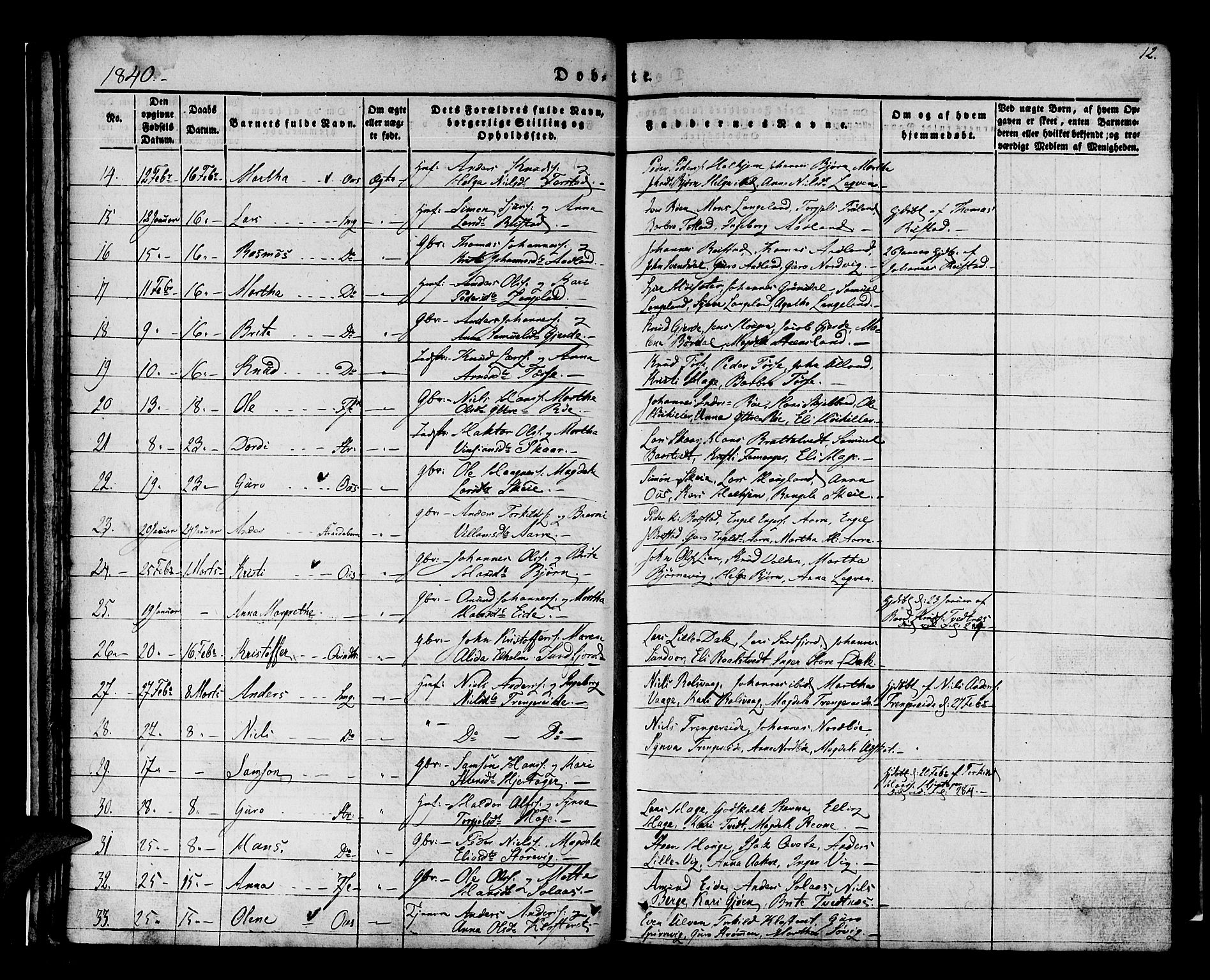 Os sokneprestembete, AV/SAB-A-99929: Parish register (official) no. A 15, 1839-1851, p. 13