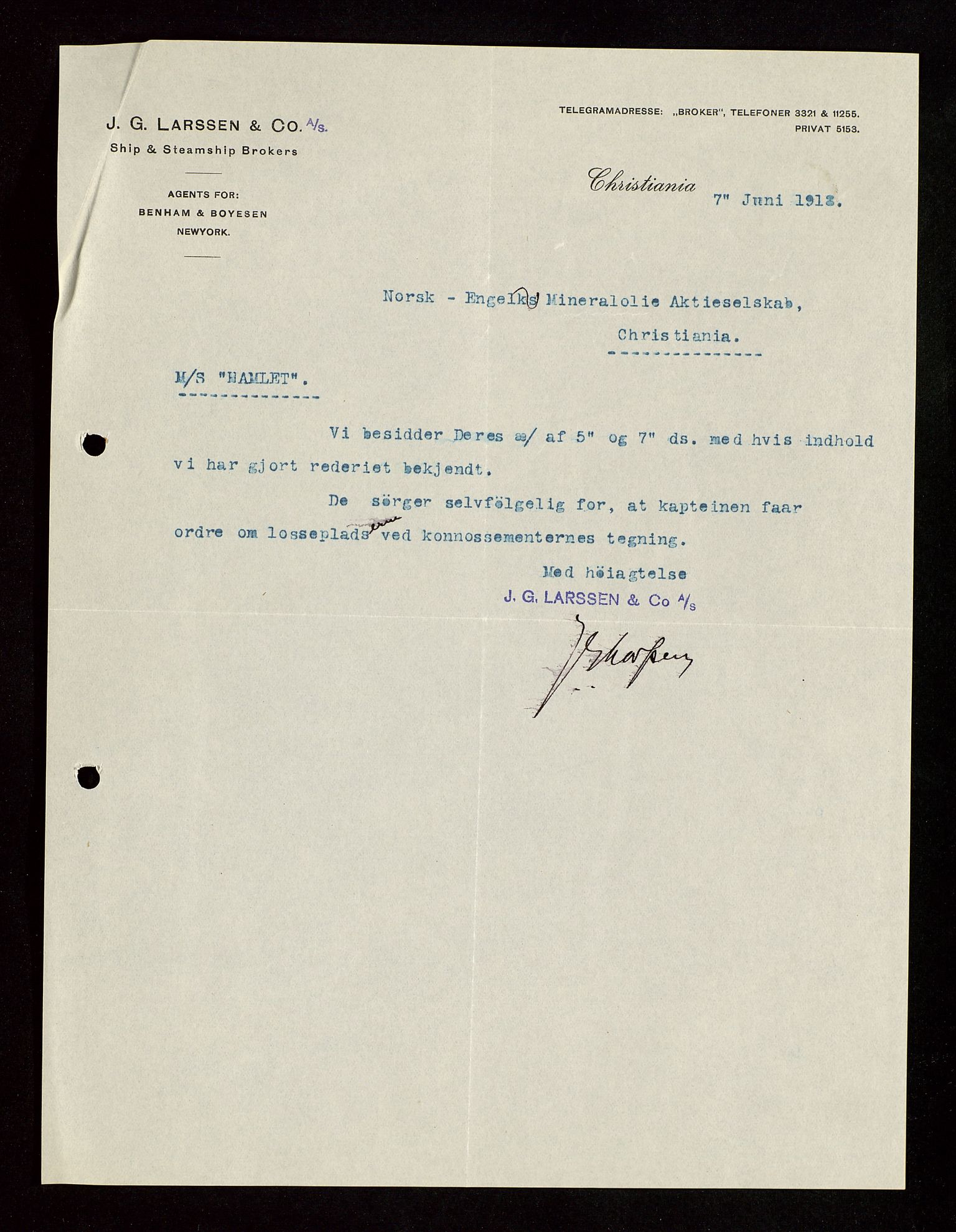 Pa 1521 - A/S Norske Shell, AV/SAST-A-101915/E/Ea/Eaa/L0003: Sjefskorrespondanse, 1918, p. 125