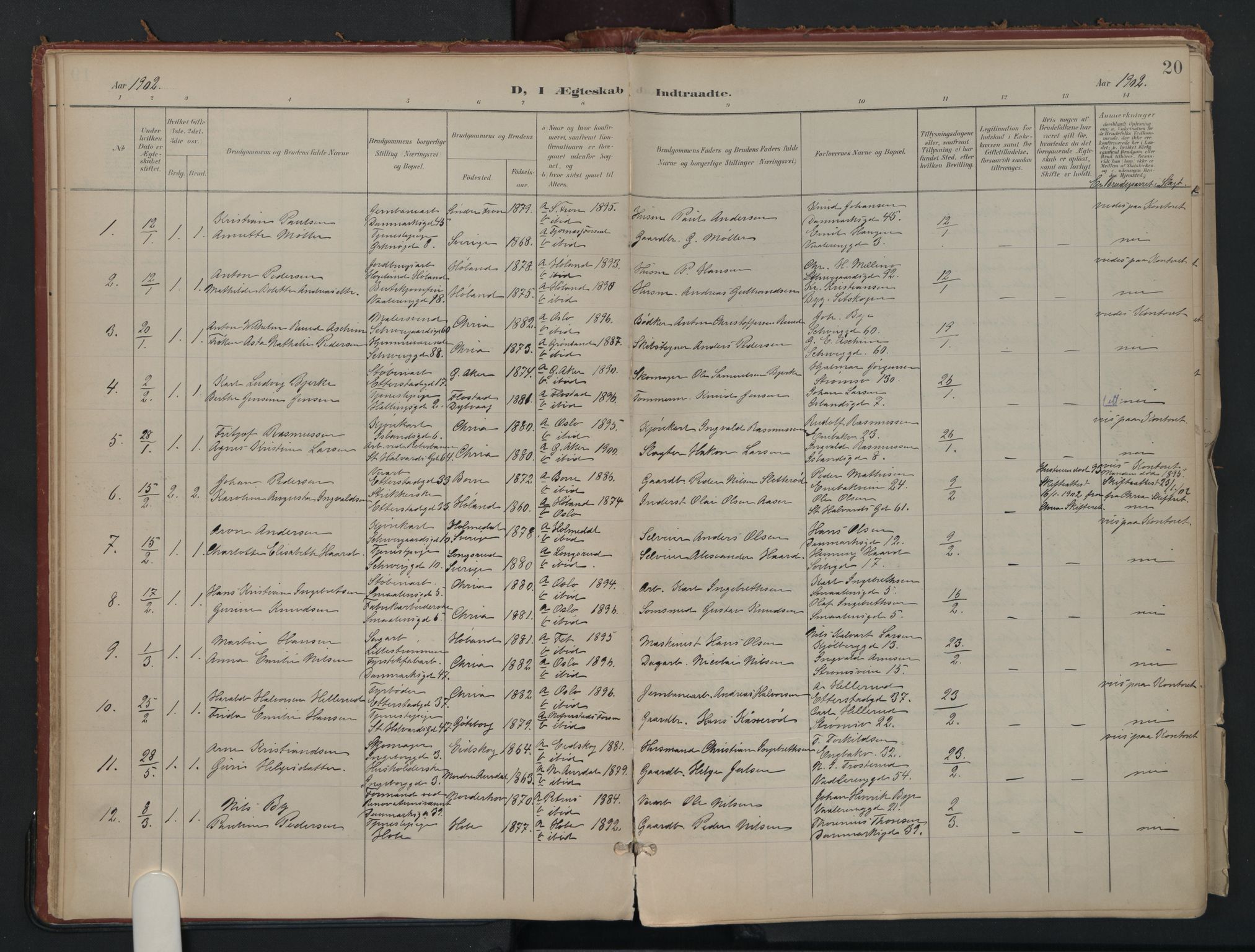 Vålerengen prestekontor Kirkebøker, AV/SAO-A-10878/F/Fa/L0002: Parish register (official) no. 2, 1899-1924, p. 20