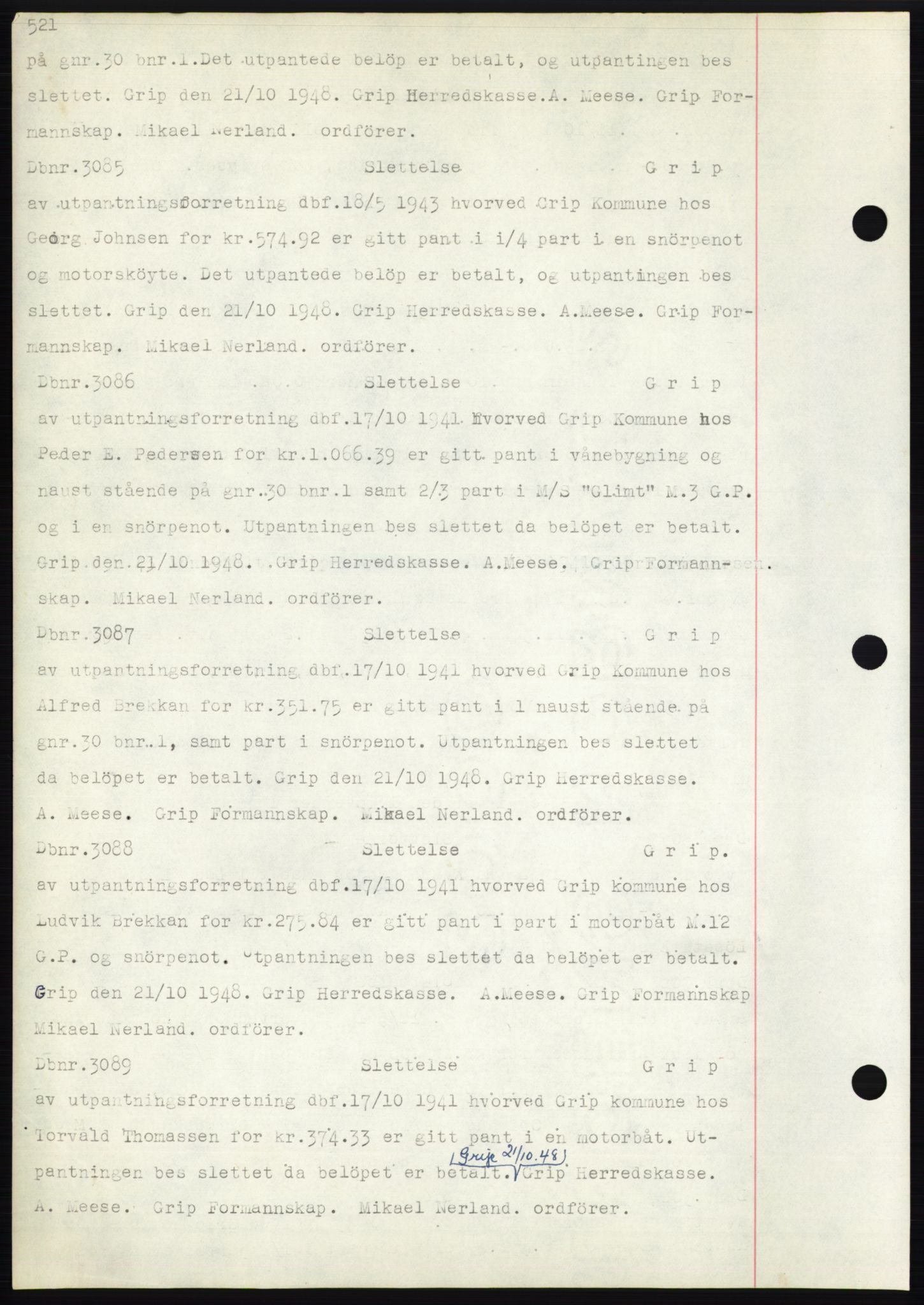 Nordmøre sorenskriveri, SAT/A-4132/1/2/2Ca: Mortgage book no. C82b, 1946-1951, Diary no: : 3085/1948
