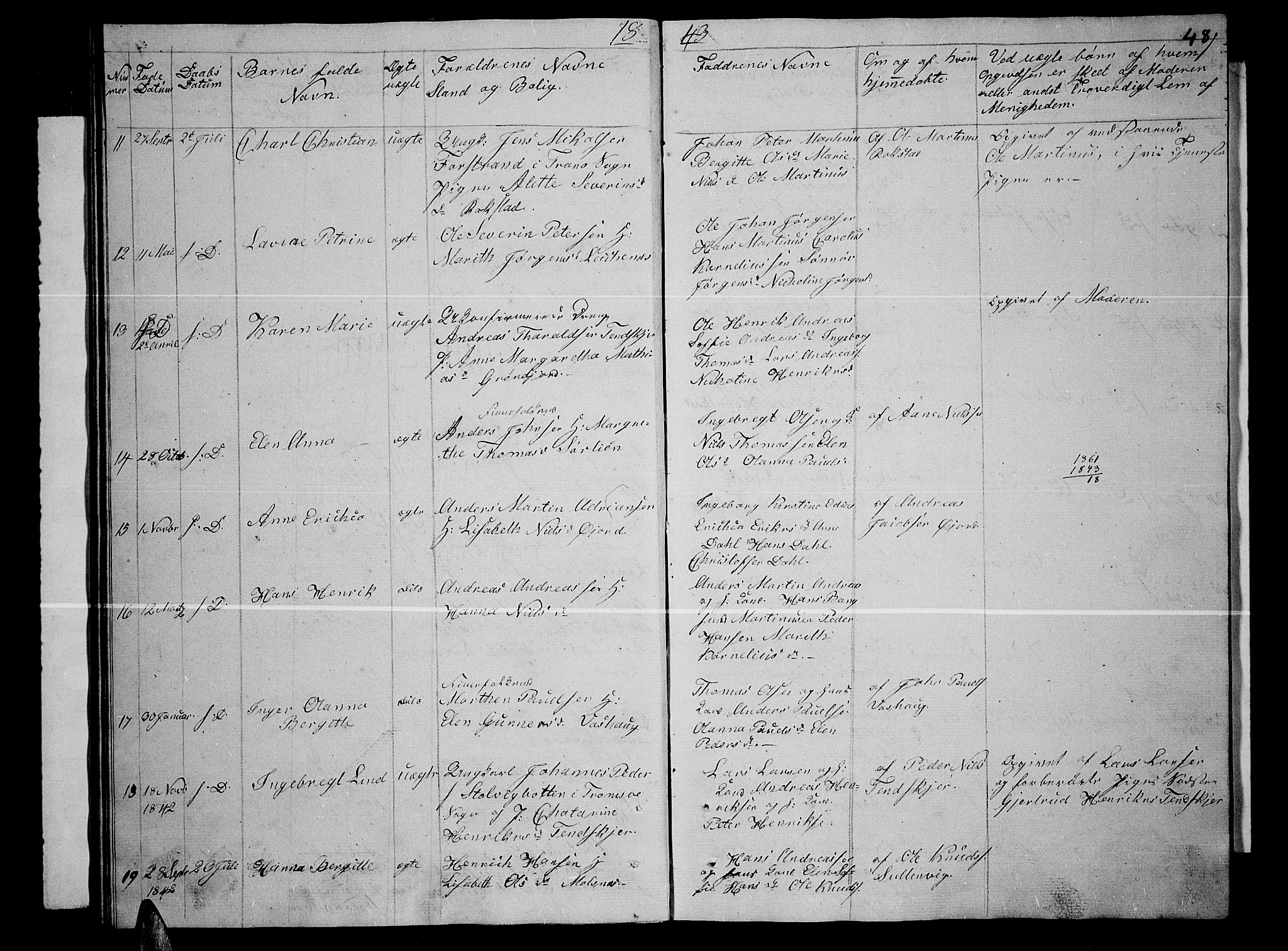 Lenvik sokneprestembete, SATØ/S-1310/H/Ha/Hab/L0002klokker: Parish register (copy) no. 2, 1838-1843, p. 48