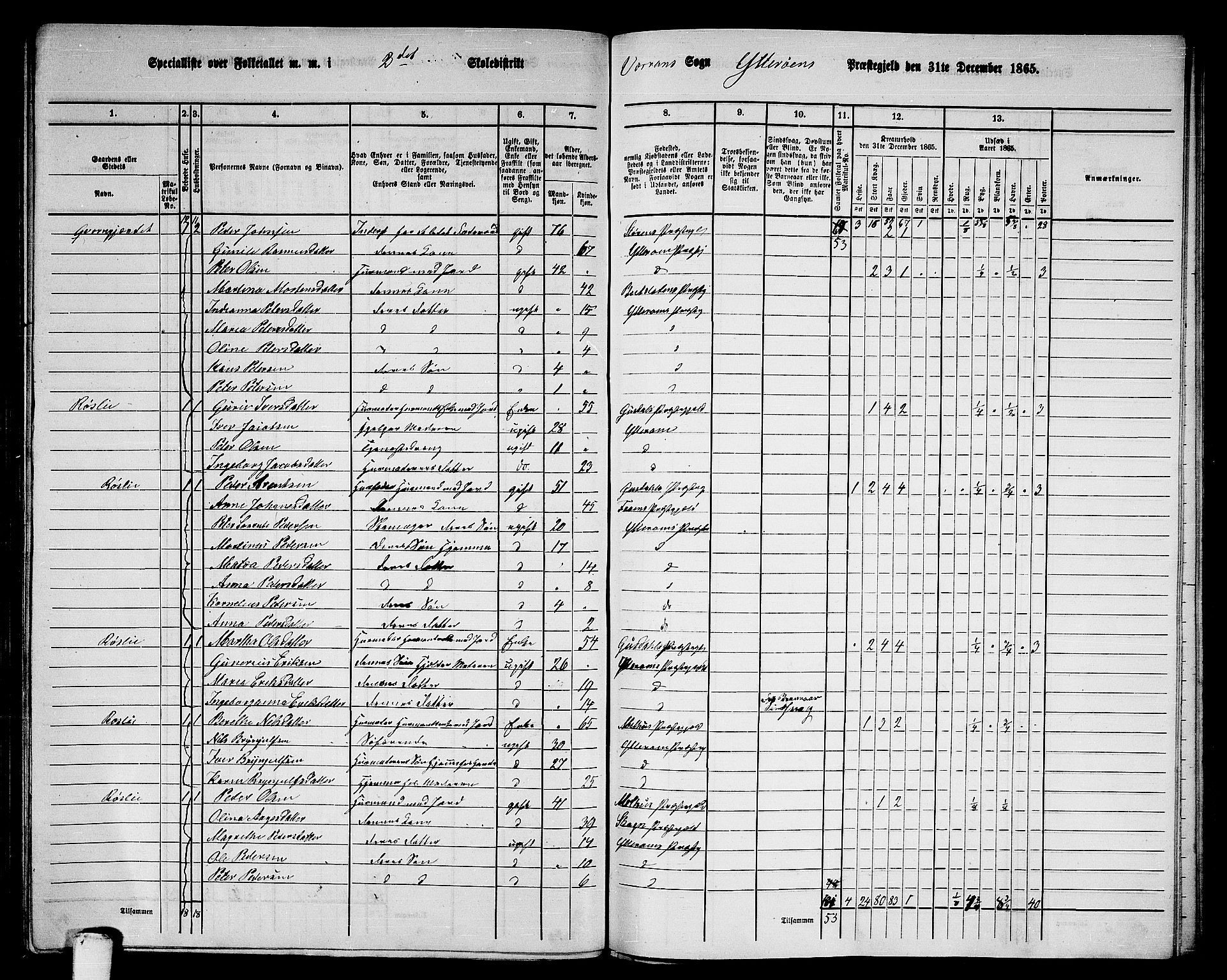 RA, 1865 census for Ytterøy, 1865, p. 145