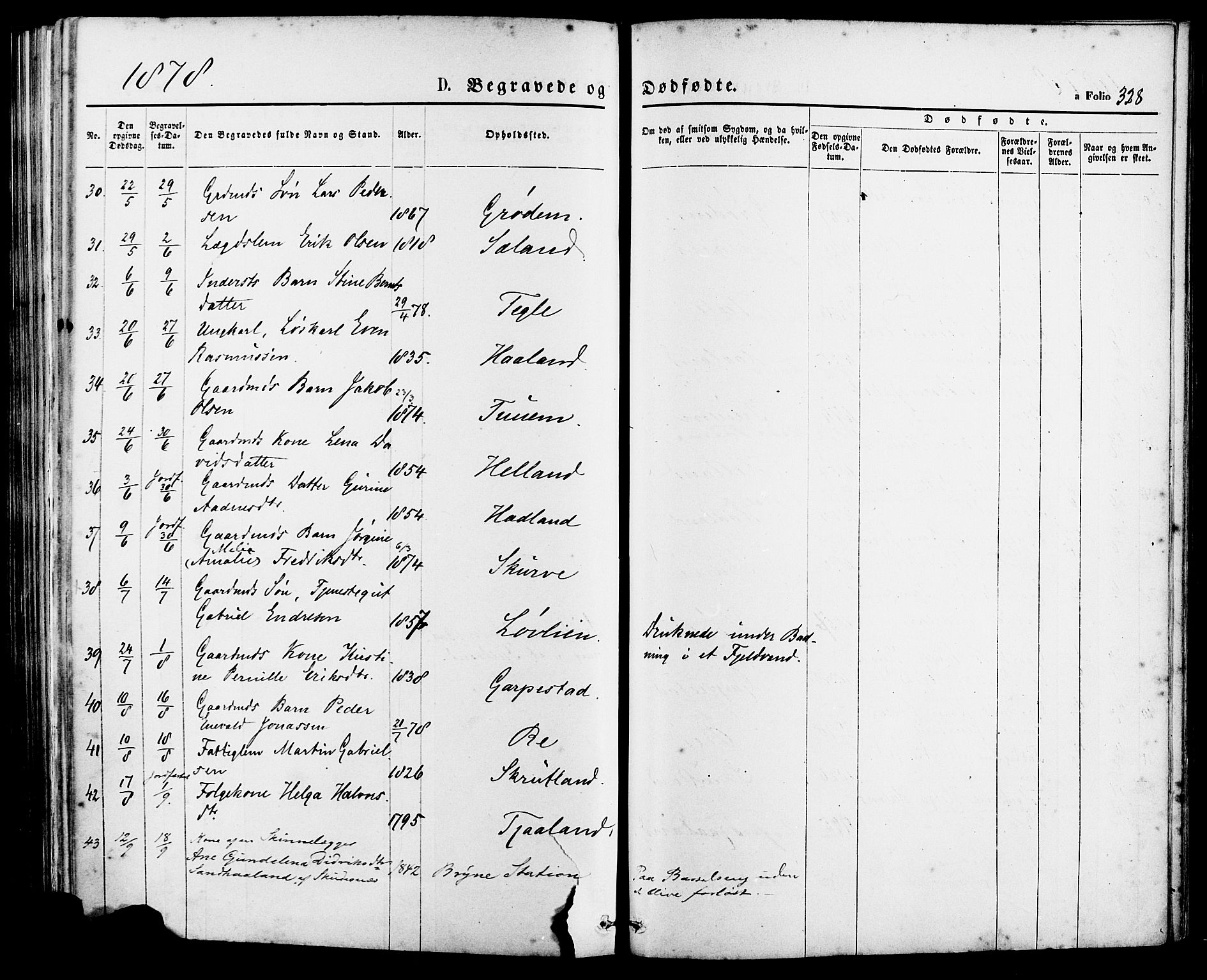 Lye sokneprestkontor, AV/SAST-A-101794/001/30BA/L0008: Parish register (official) no. A 7, 1872-1881, p. 328