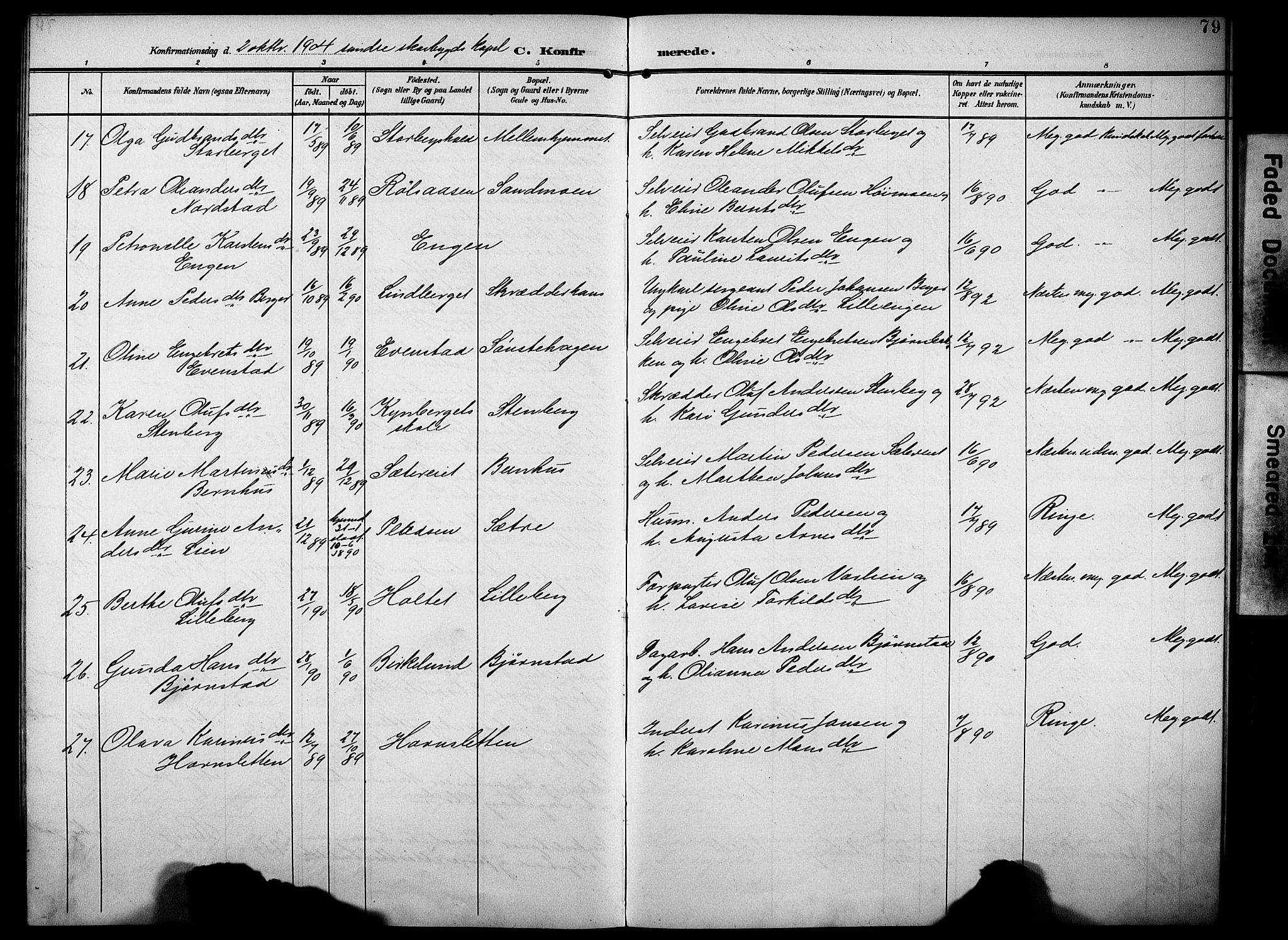 Elverum prestekontor, AV/SAH-PREST-044/H/Ha/Haa/L0016: Parish register (official) no. 16, 1903-1912, p. 79