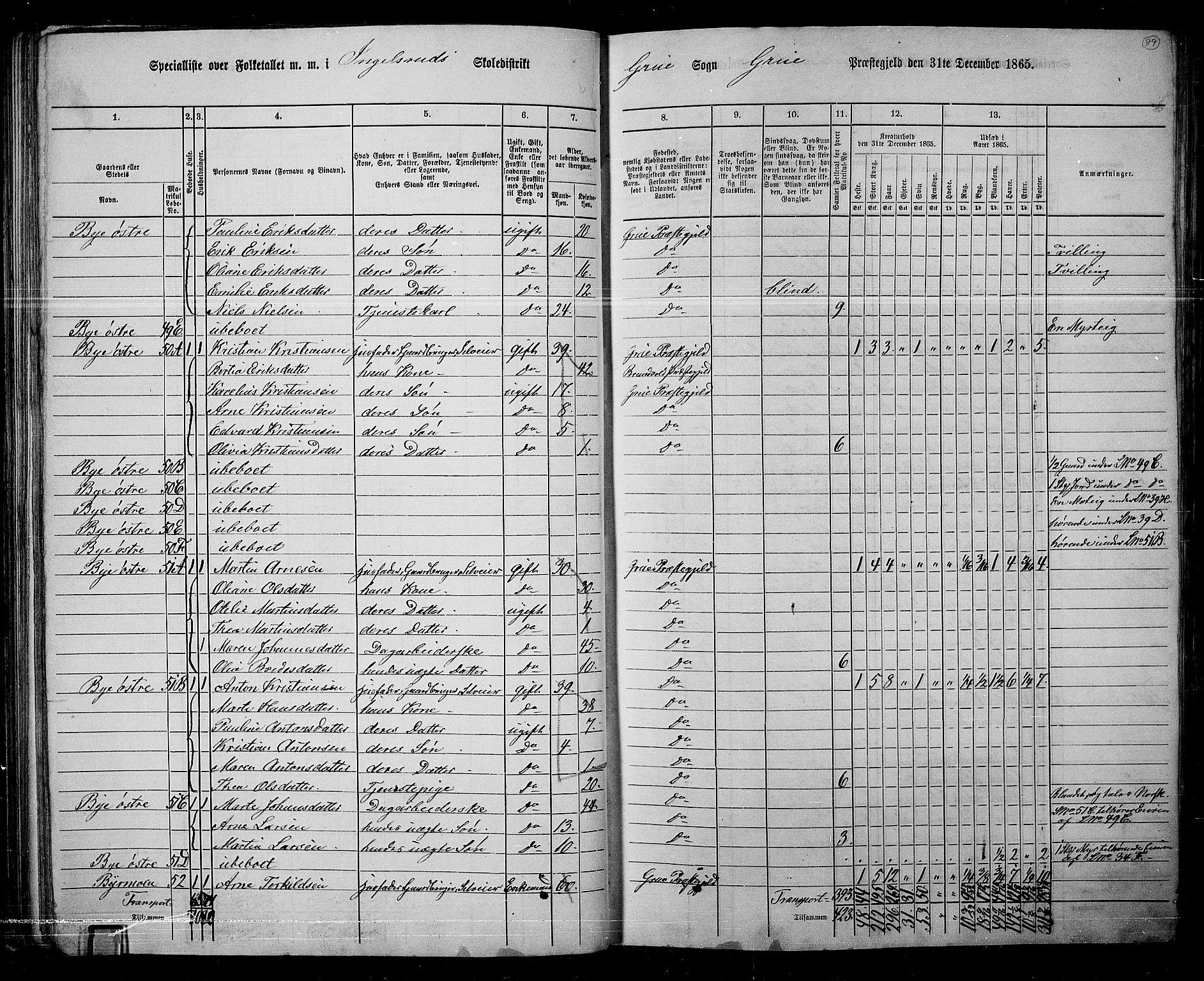 RA, 1865 census for Grue, 1865, p. 79