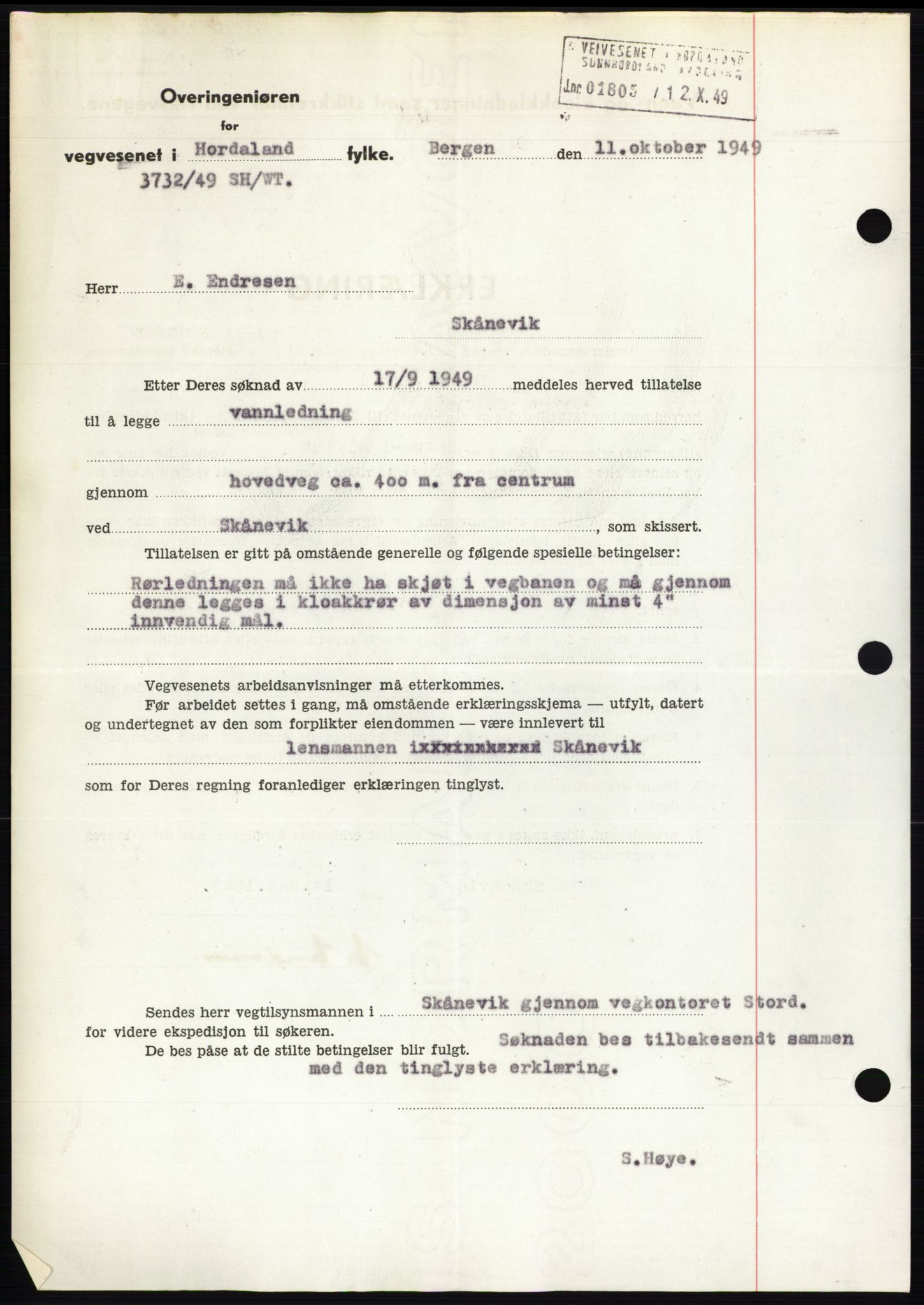 Sunnhordland sorenskrivar, AV/SAB-A-2401: Mortgage book no. B75-79, 1948-1950, Diary no: : 2648/1949