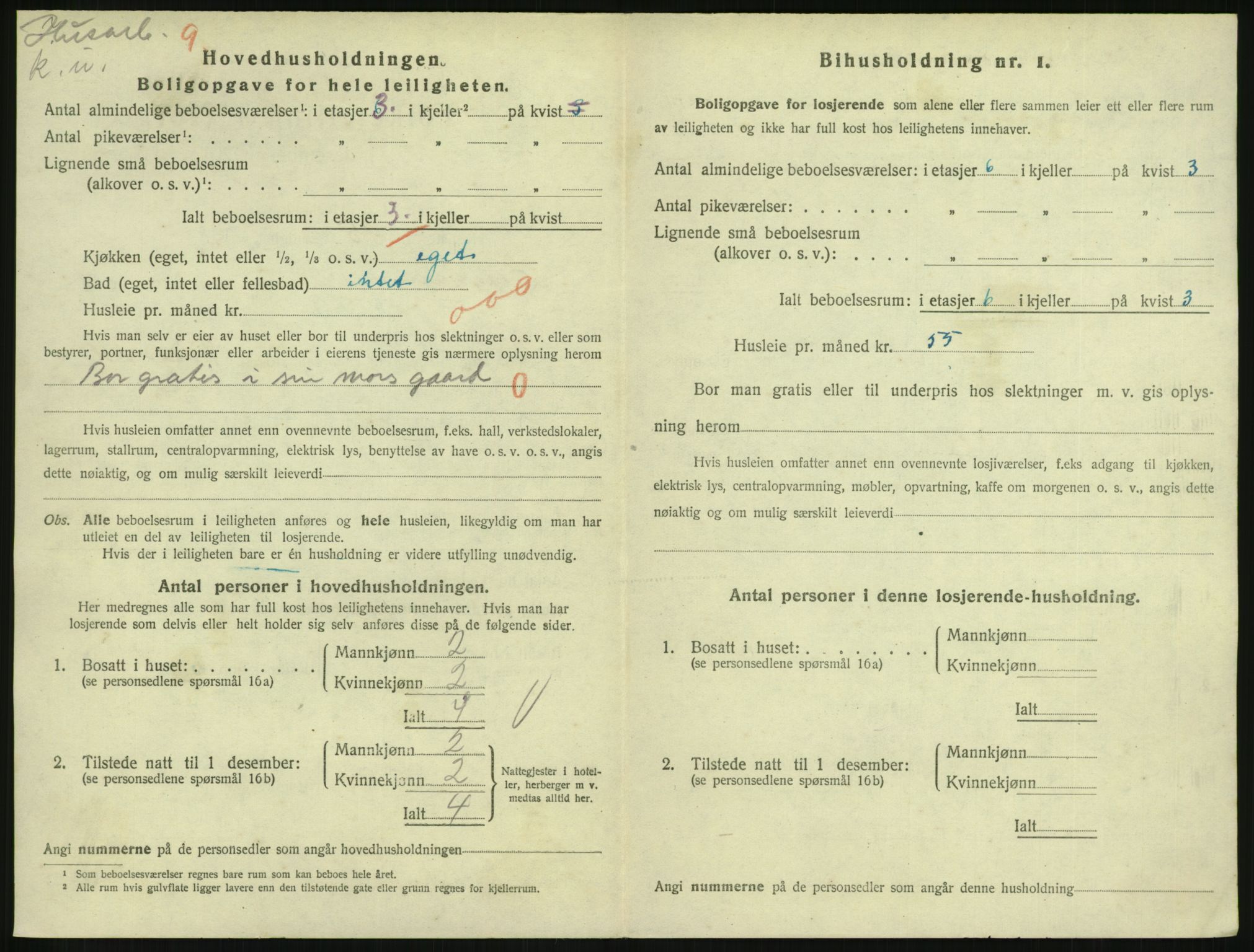 SAH, 1920 census for Lillehammer, 1920, p. 3399