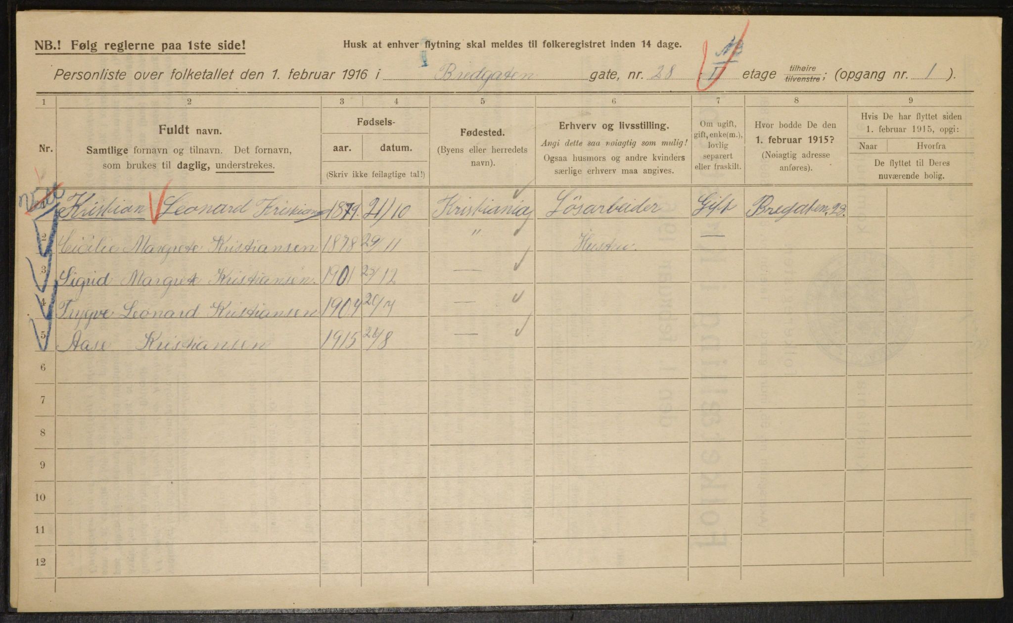 OBA, Municipal Census 1916 for Kristiania, 1916, p. 8759