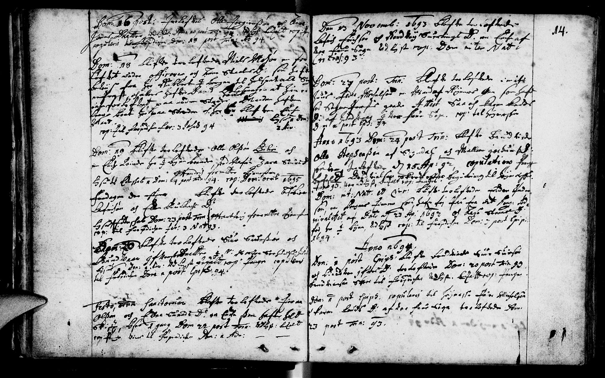 Domkirken sokneprestkontor, SAST/A-101812/001/30/30BA/L0001: Parish register (official) no. A 1 /1, 1688-1727, p. 14
