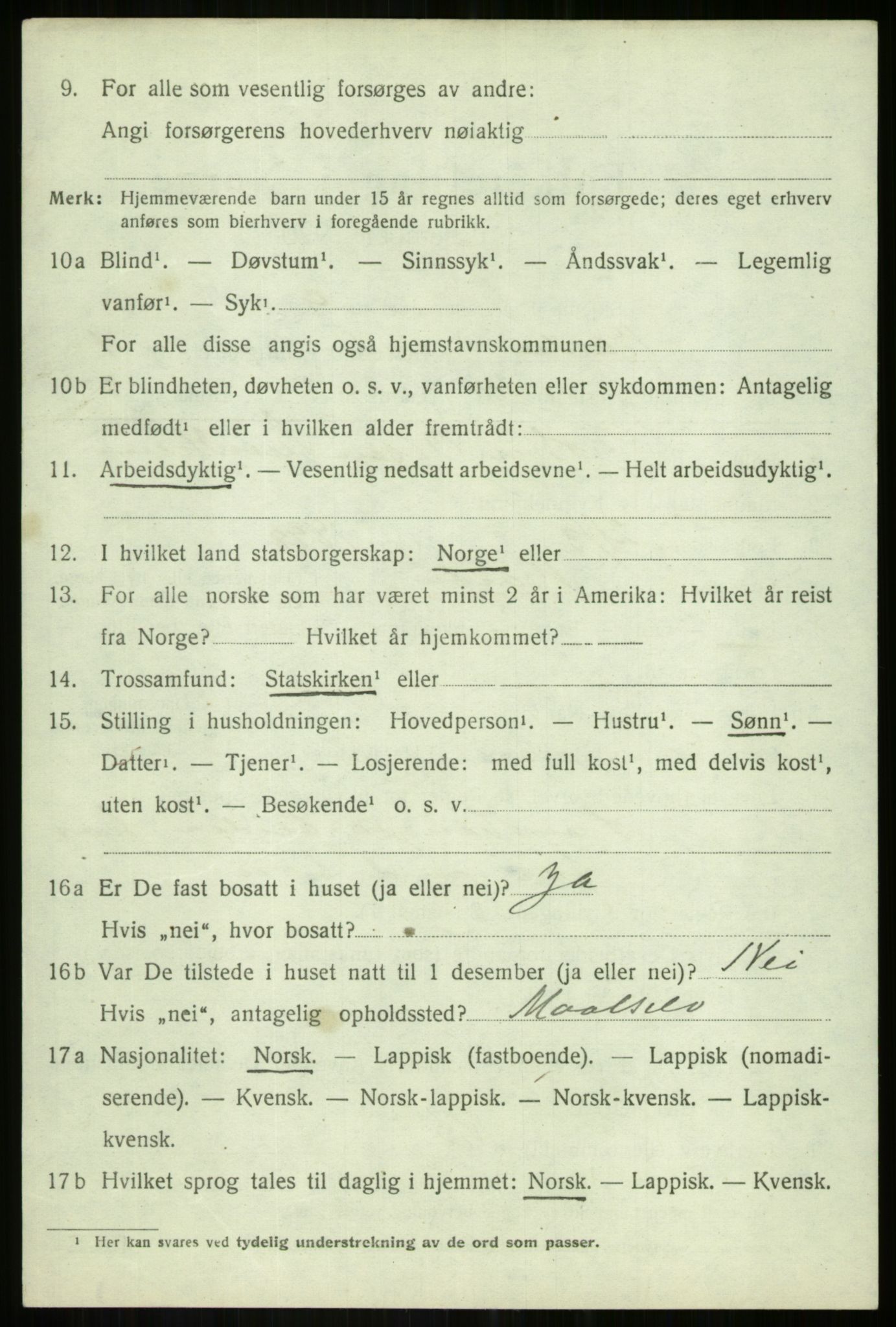 SATØ, 1920 census for Bardu, 1920, p. 941