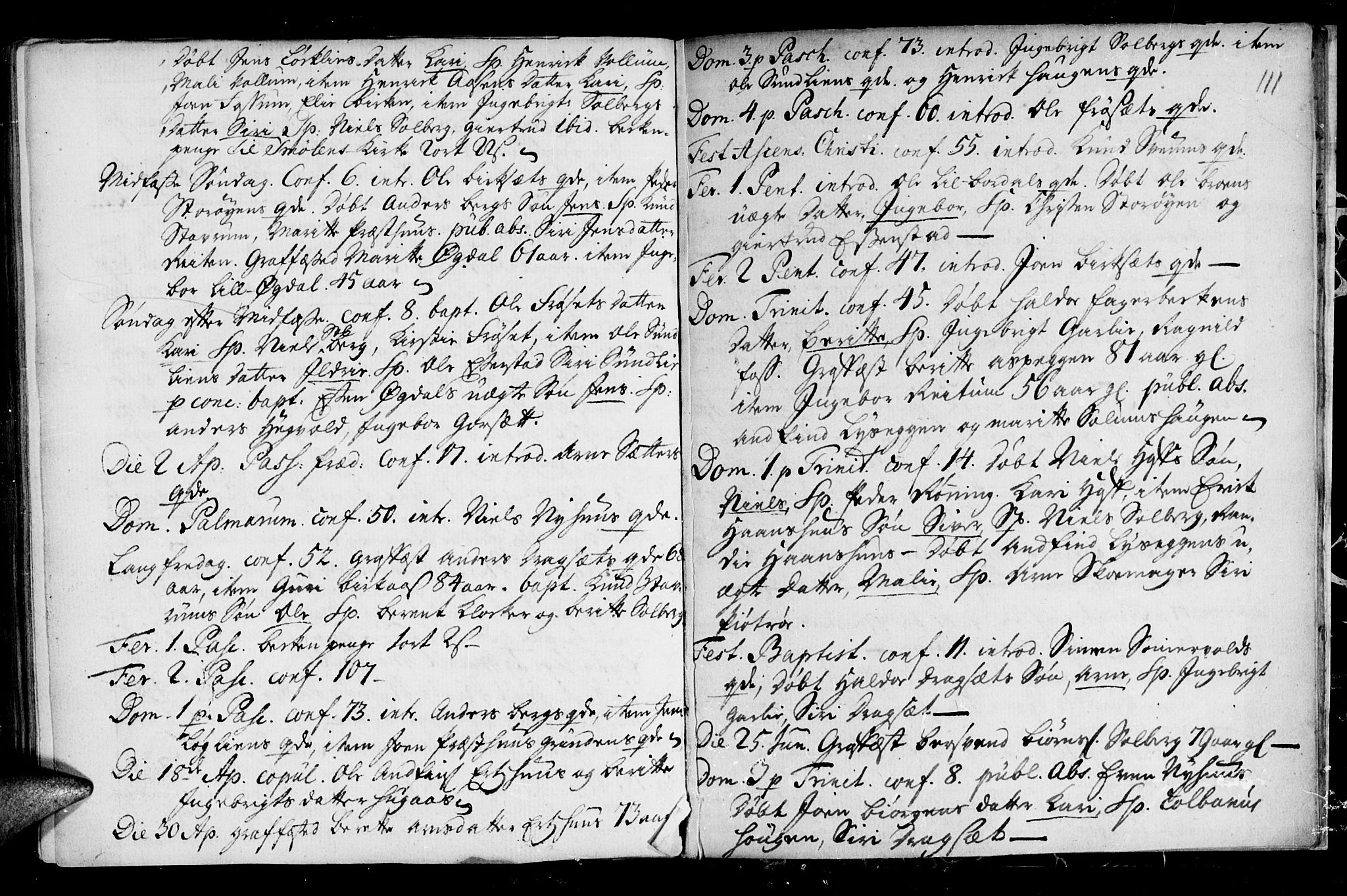 Ministerialprotokoller, klokkerbøker og fødselsregistre - Sør-Trøndelag, AV/SAT-A-1456/689/L1036: Parish register (official) no. 689A01, 1696-1746, p. 111