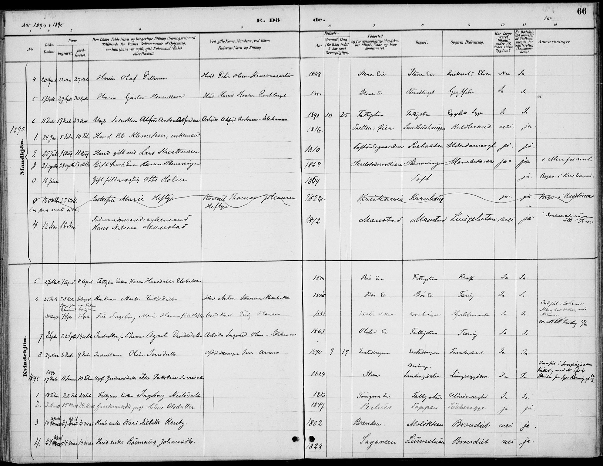 Østre Gausdal prestekontor, SAH/PREST-092/H/Ha/Haa/L0003: Parish register (official) no. 3, 1887-1901, p. 66