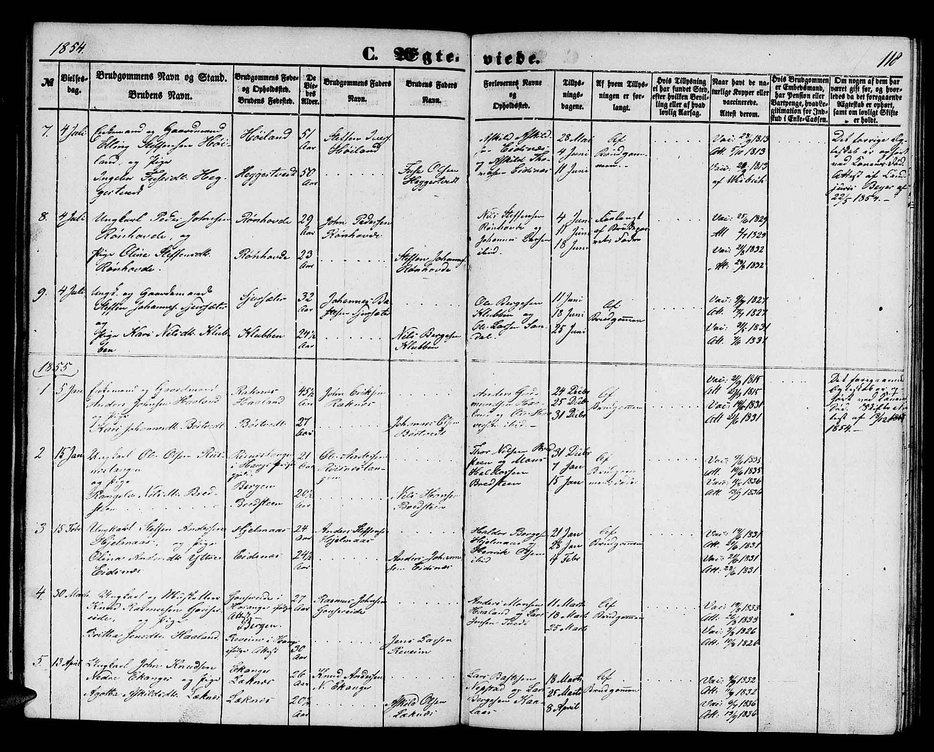 Hamre sokneprestembete, SAB/A-75501/H/Ha/Hab: Parish register (copy) no. B 1, 1852-1863, p. 118